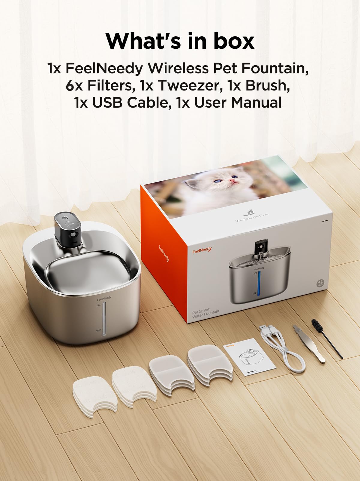 FEELNEEDY includes 6 filters for ongoing water quality.