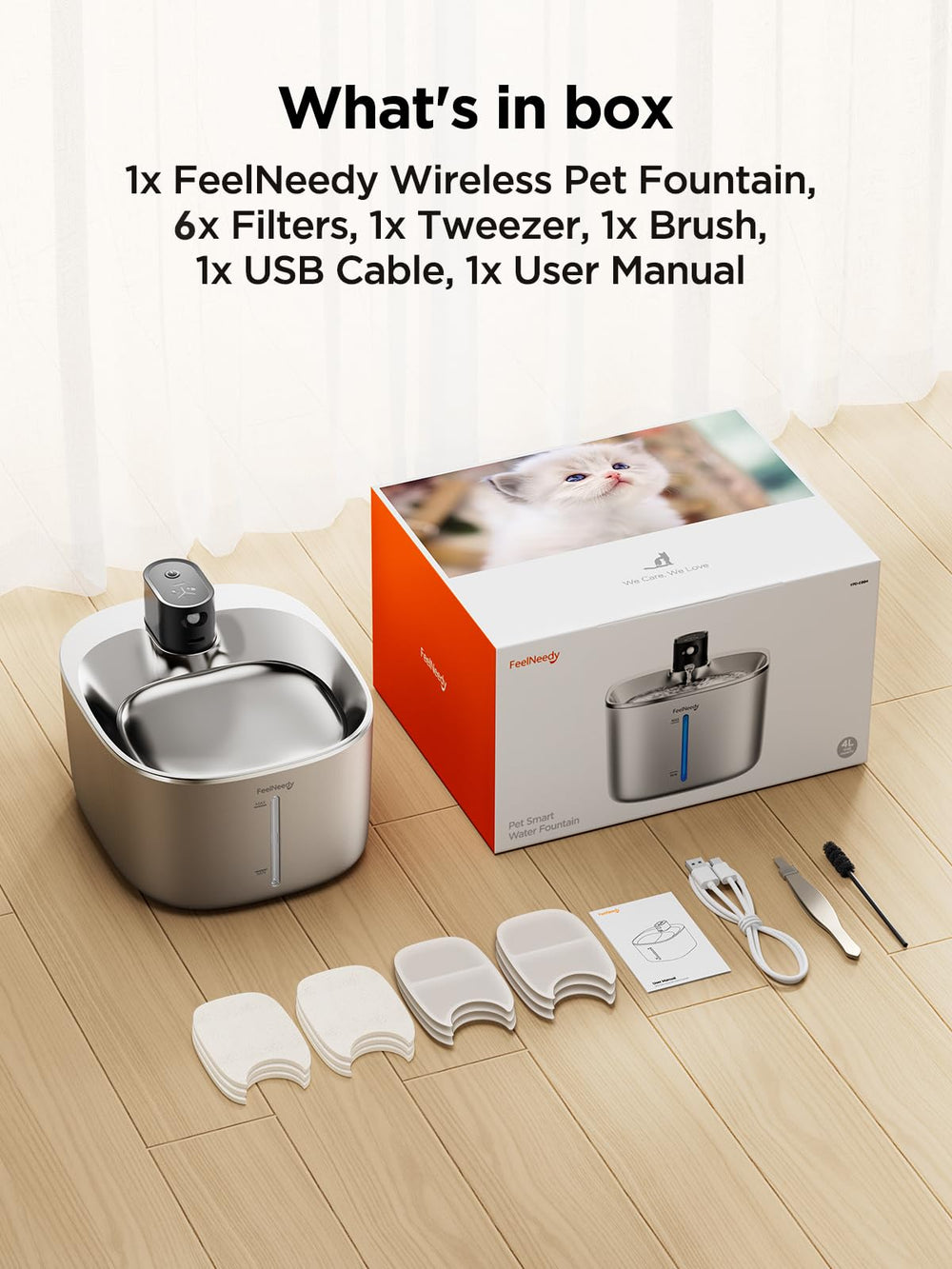 FEELNEEDY includes 6 filters for ongoing water quality.