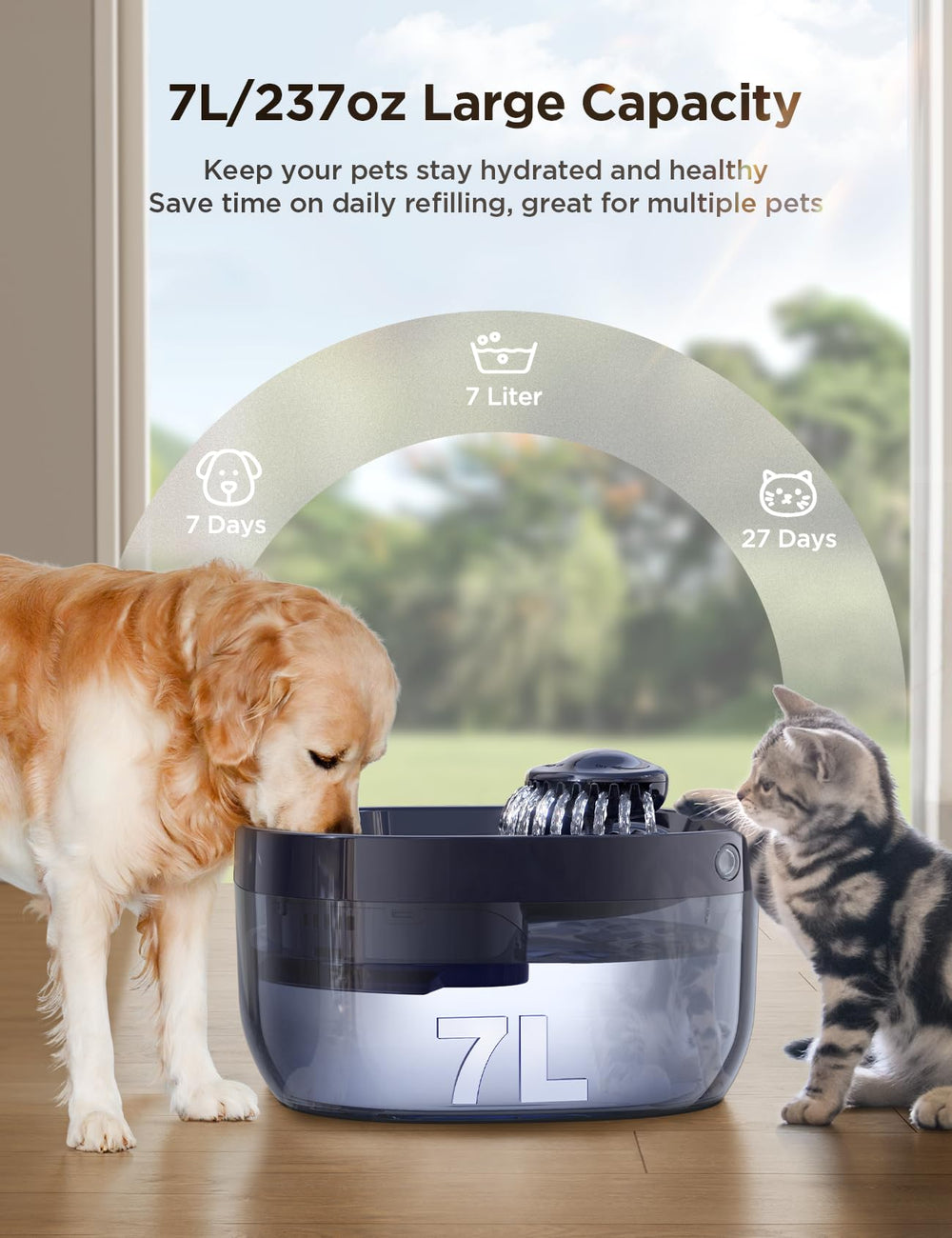 FEELNEEDY 7L large-capacity basin ideal for big dogs and multi-pet homes.