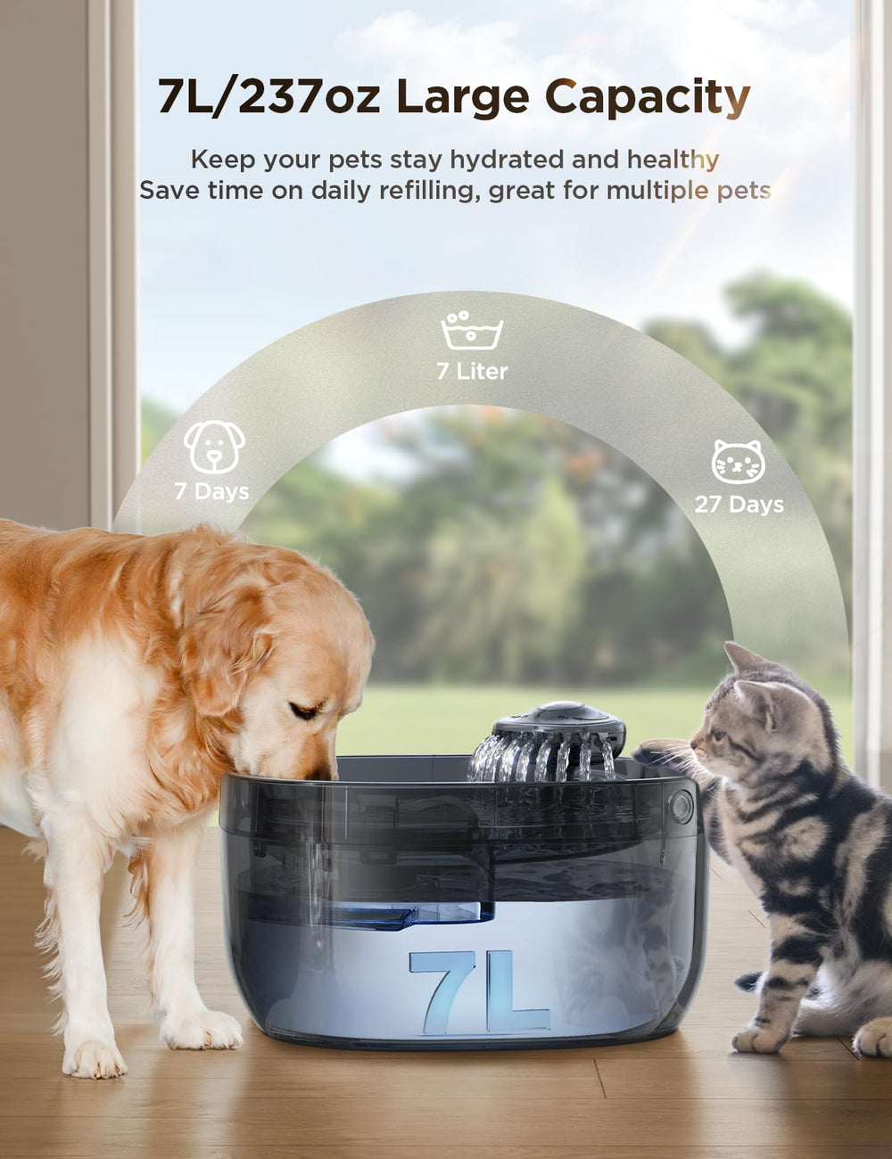 FEELNEEDY anti-spill water tray prevents splashes during busy water breaks.