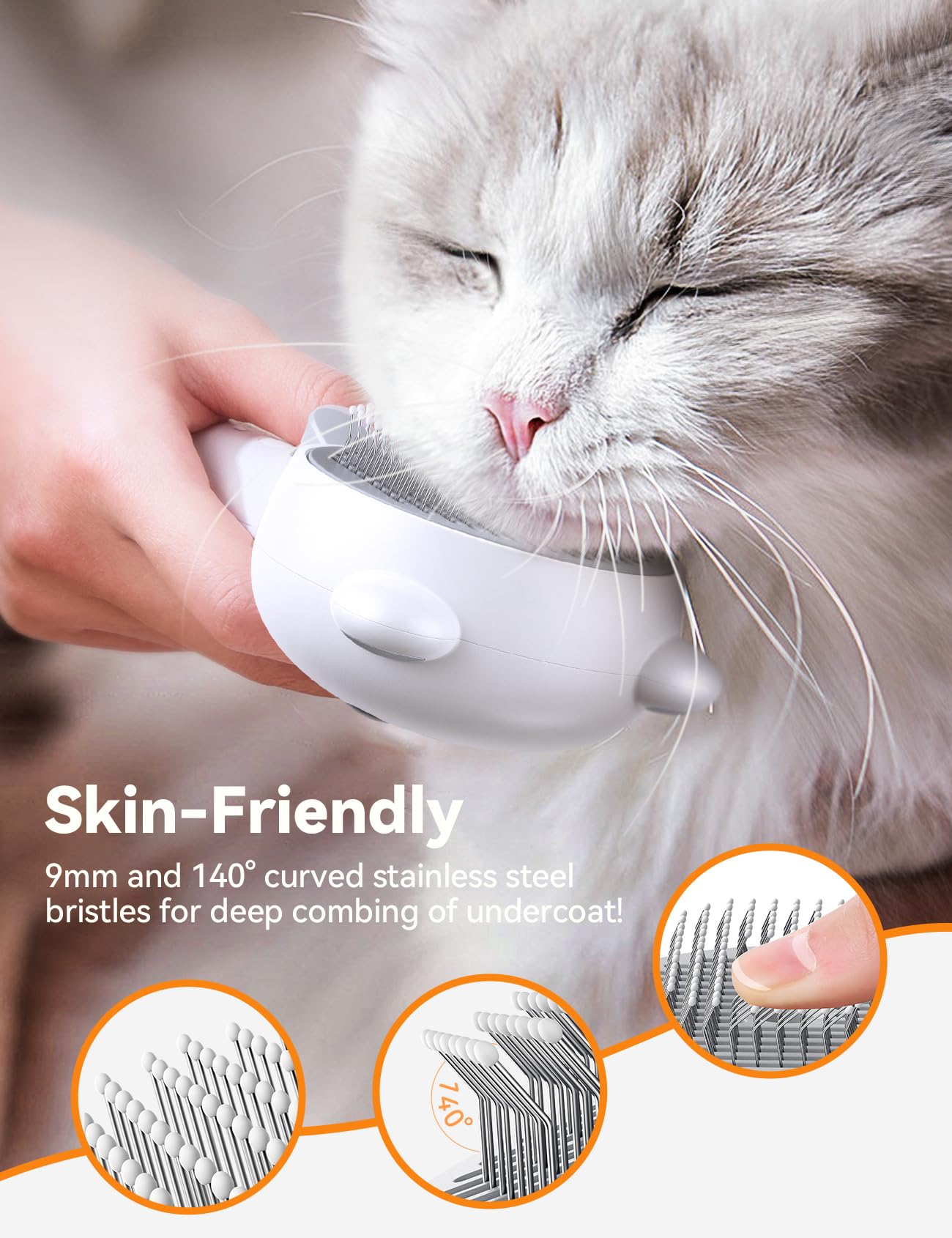 FEELNEEDY Cat Steam Brush dual-speed-control enables customizable steam for sensitive coats