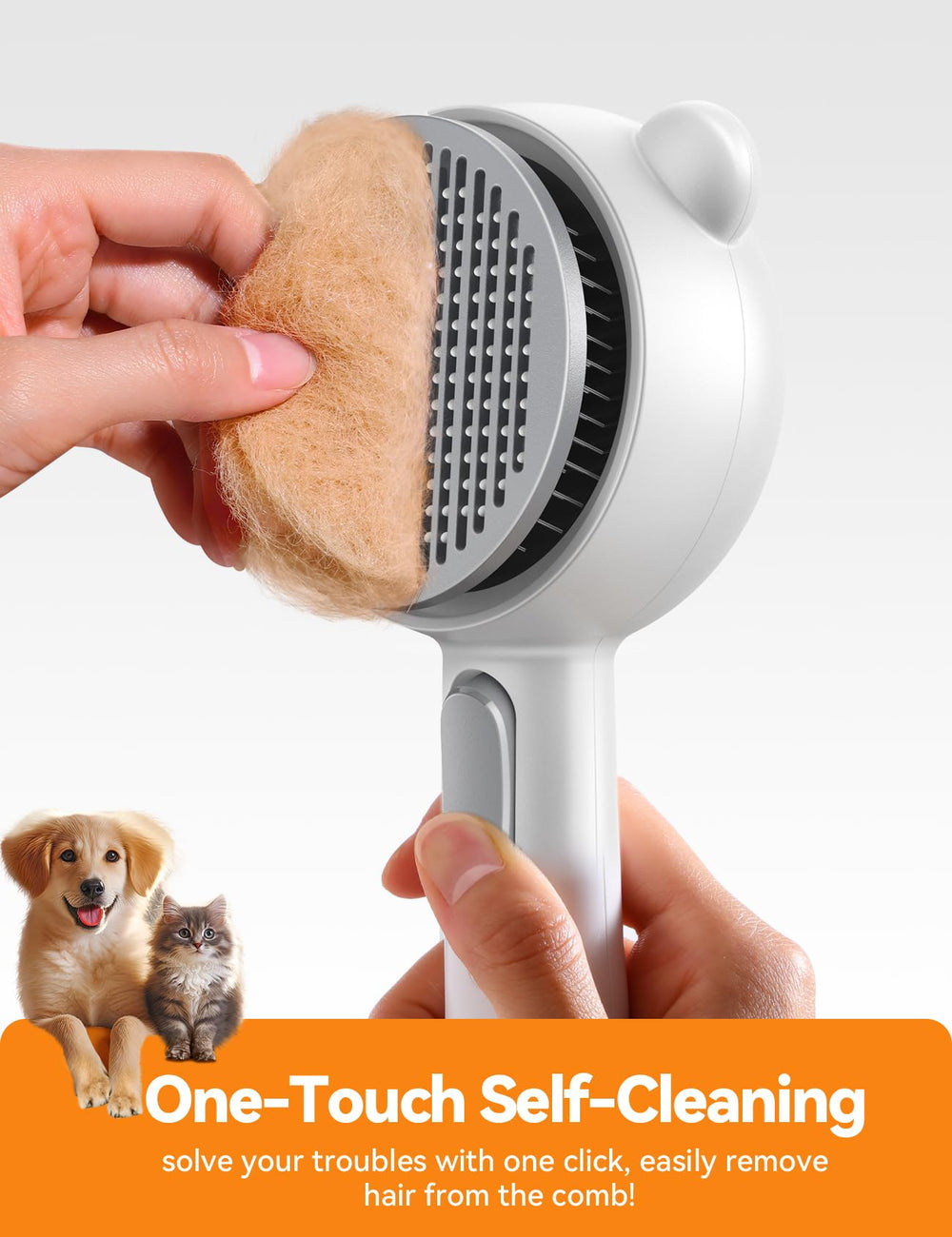 FEELNEEDY Cat Steam Brush water tank demonstrates steady moisture for gentle detangling