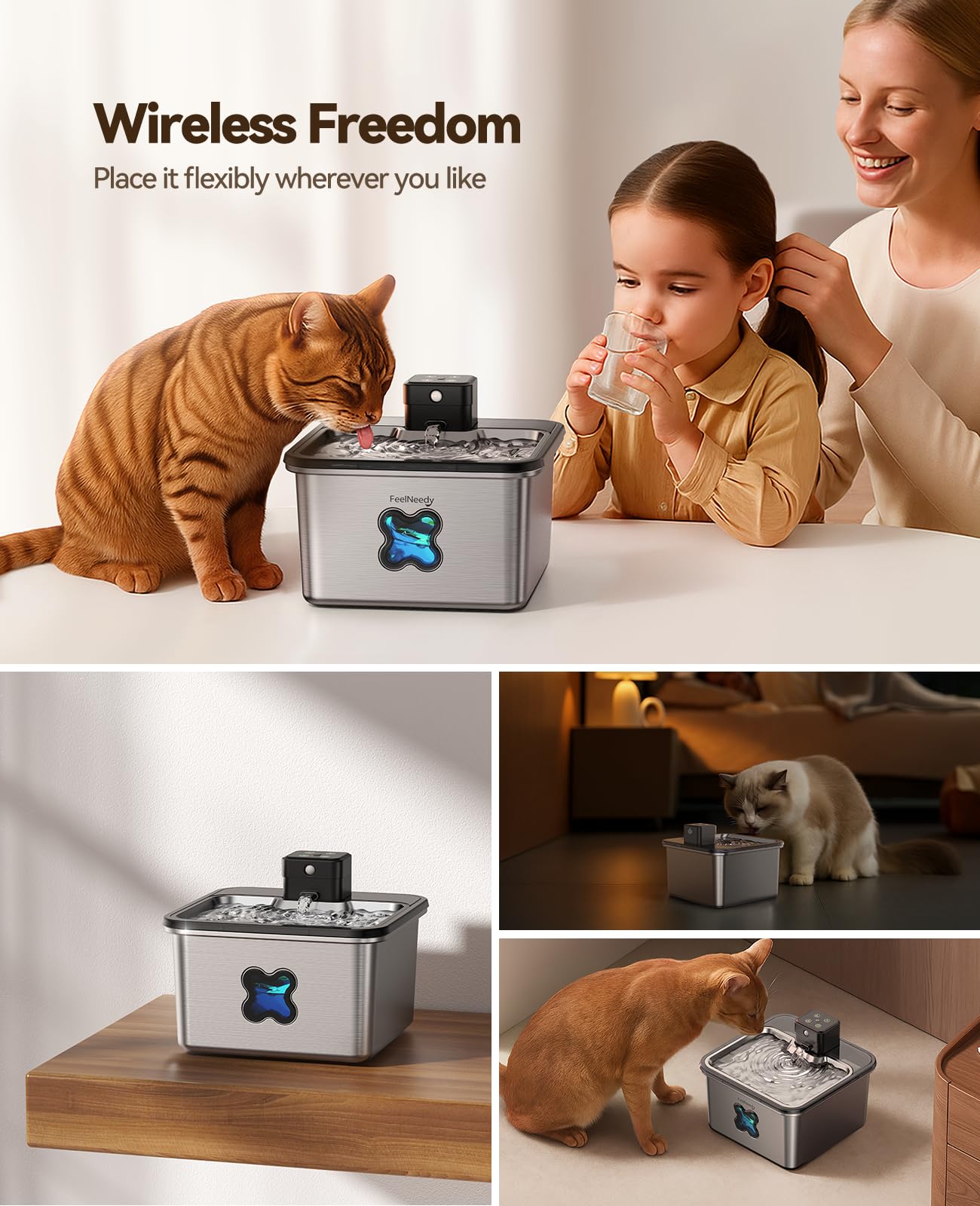 FEELNEEDY 3.2L tank keeps cats hydrated longer between refills
