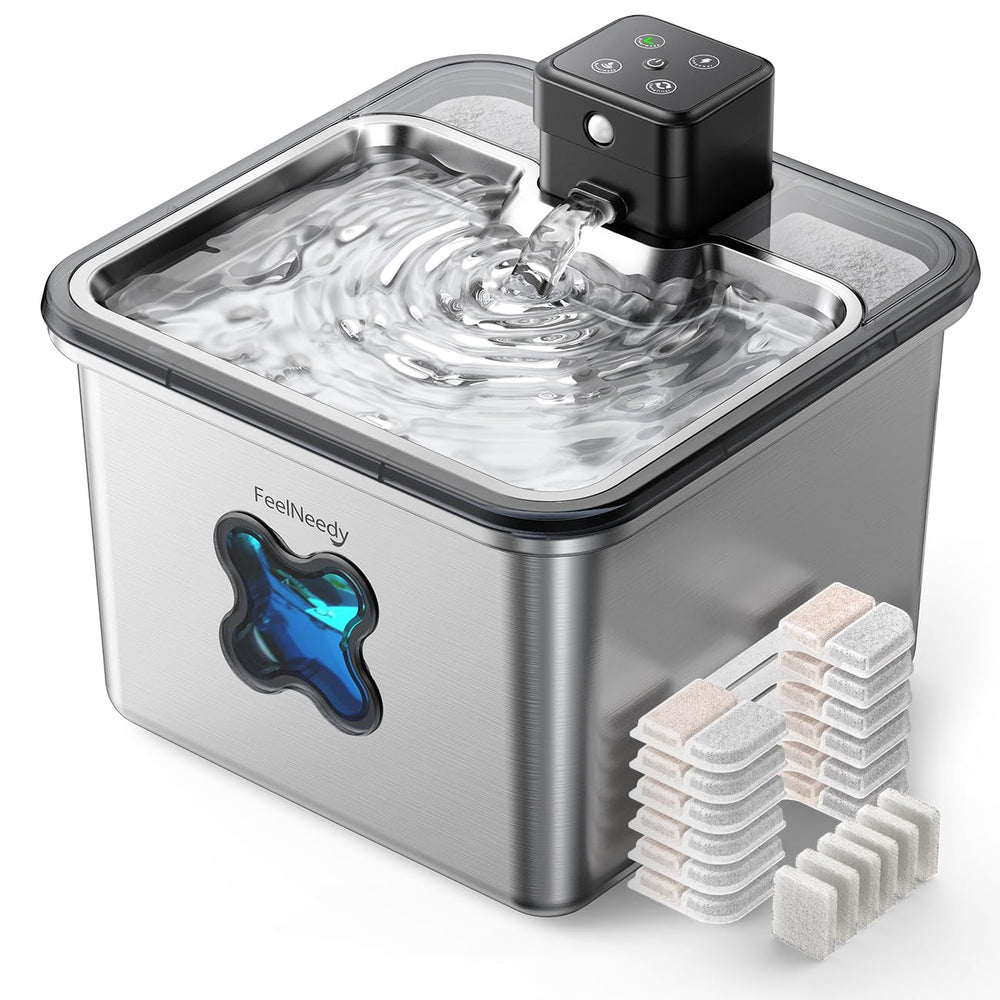FEELNEEDY cat fountain with visual filter window for easy monitoring and clean water