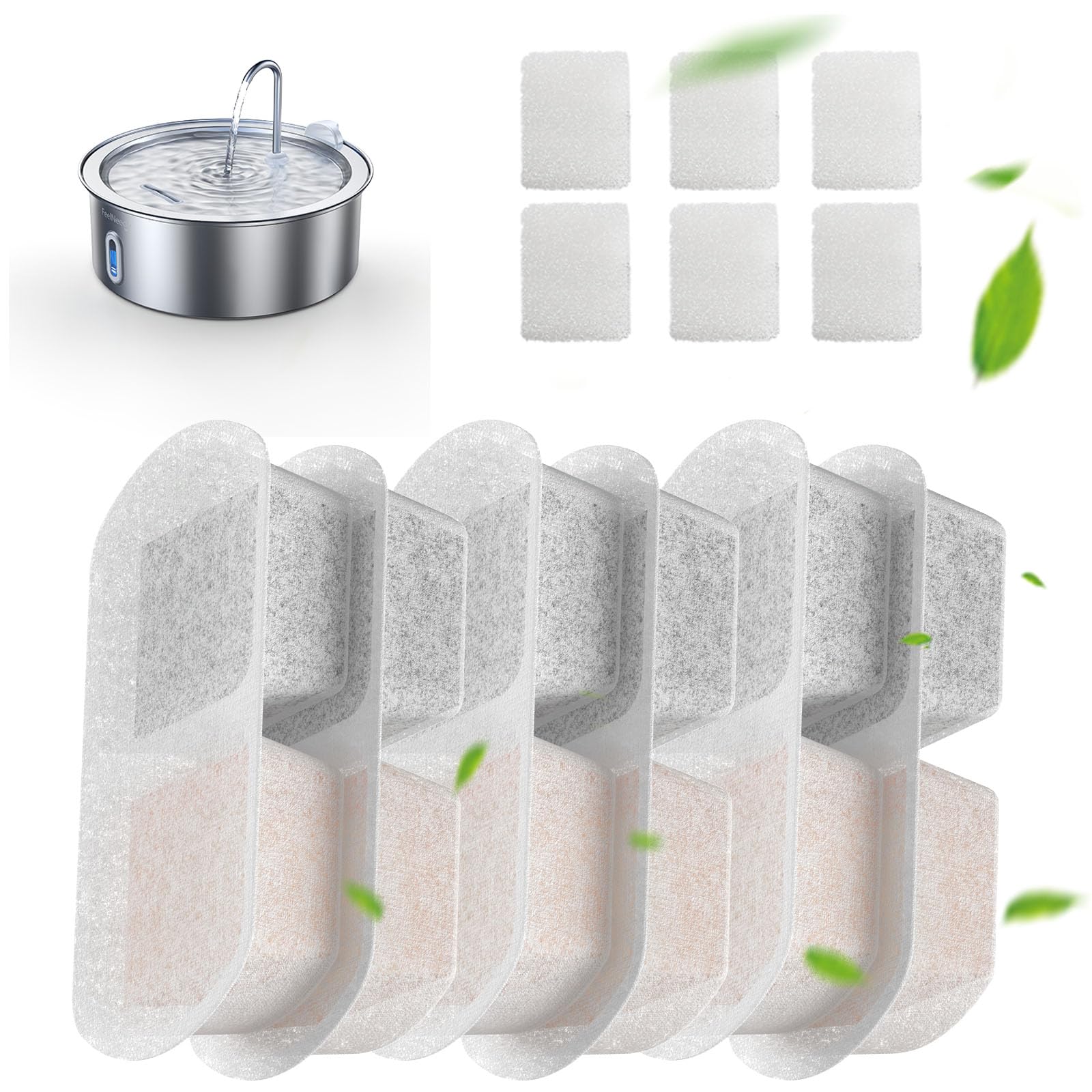 FEELNEEDY FN-W14 replacement filters six-pack for convenient pet fountain upkeep.