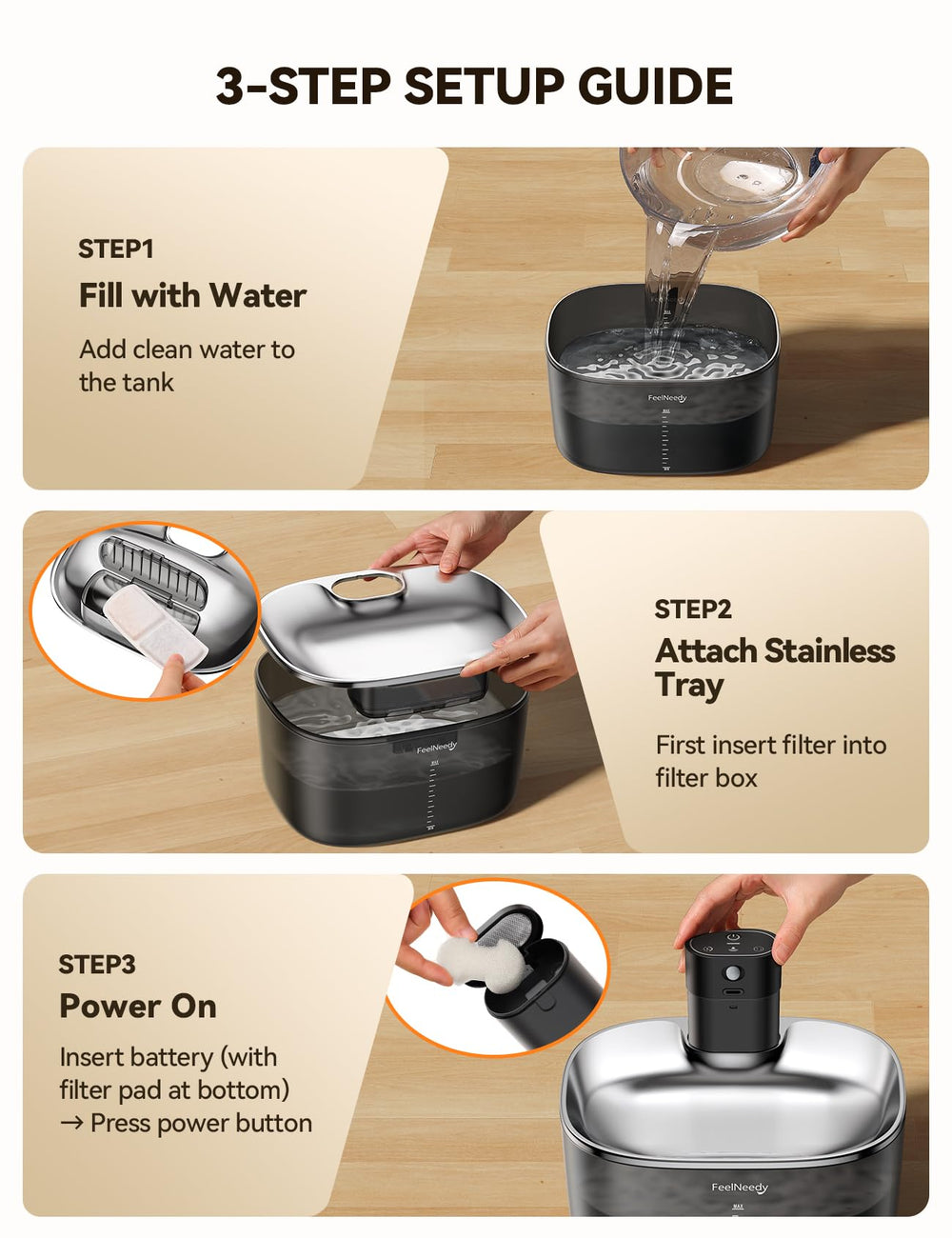 FEELNEEDY induction mode demo shows auto water dispensing