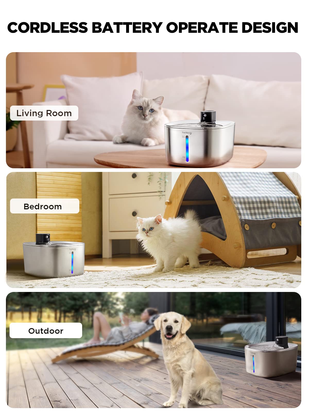 FEELNEEDY motion-sensor auto-dispense attracts cats to drink.