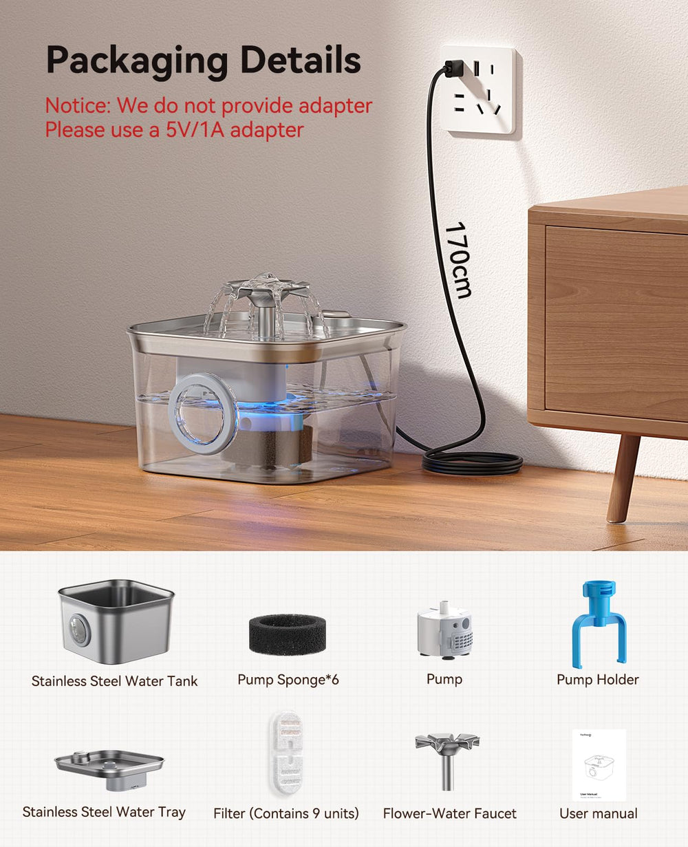 FEELNEEDY replacement filters ensure fresh water every 2–4 weeks.