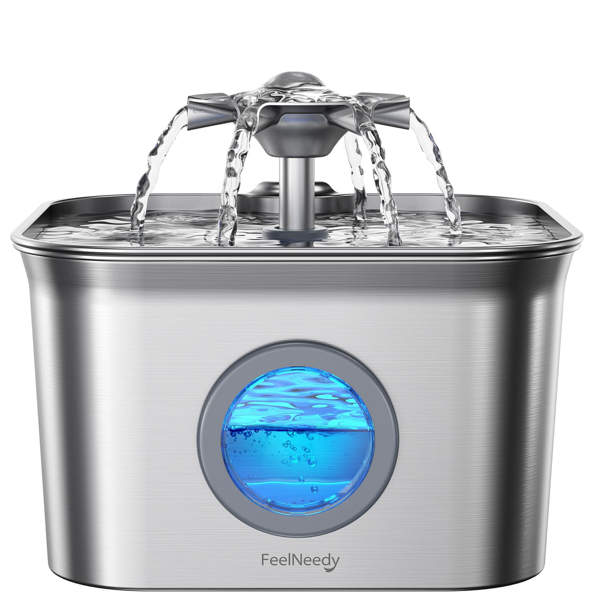 FEELNEEDY stainless steel cat fountain with durable 304 body for easy cleaning