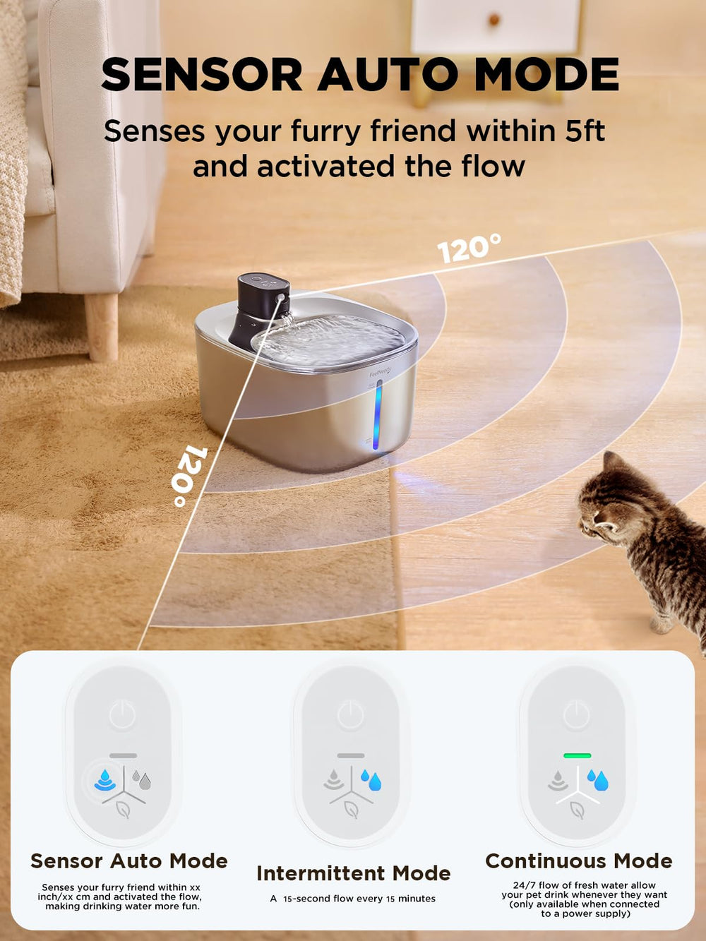FEELNEEDY stainless steel drinking area promotes hygienic hydration for pets.