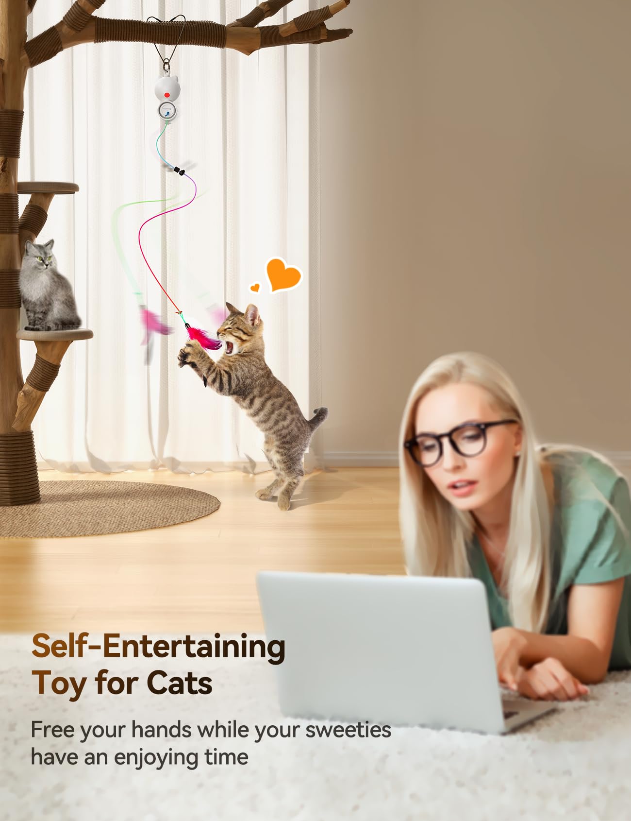 FEELNEEDY sticky wall hook enables easy indoor hanging of the toy.