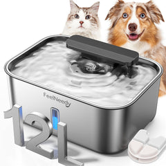 FEELNEEDY water fountain 12L capacity, front view, ideal for keeping large dogs hydrated.