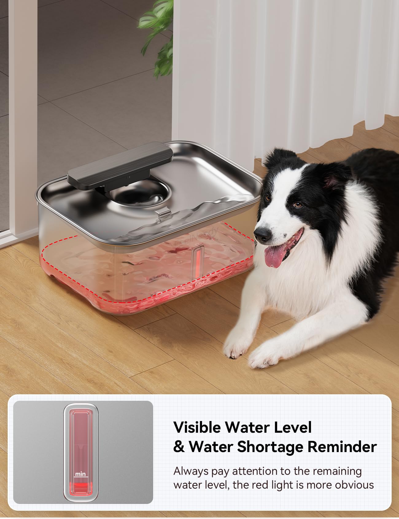FEELNEEDY wide and deep drinking area supports shared hydration for multiple pets.