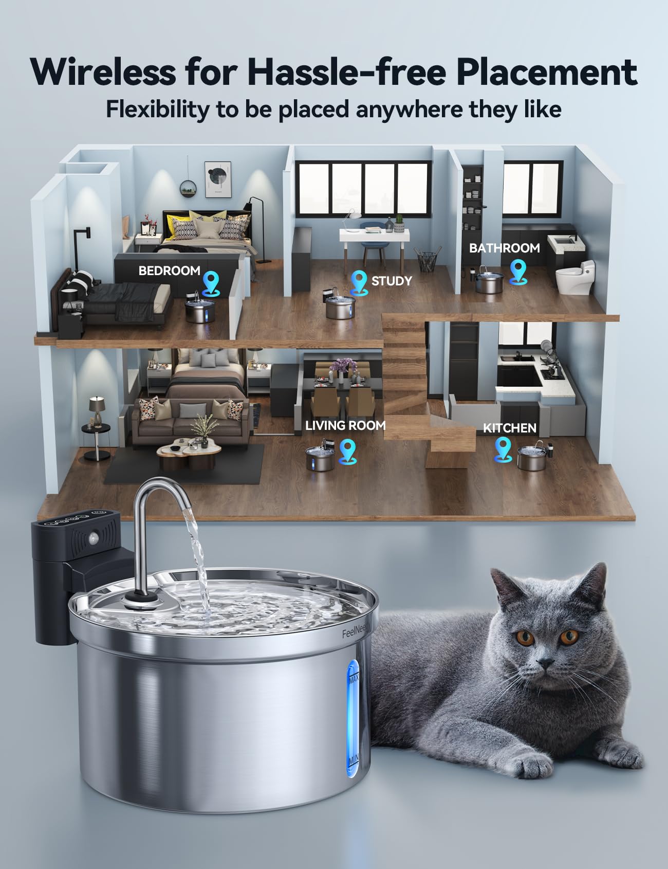 FeelNEEDY detachable battery enables simple charging away from water exposure.