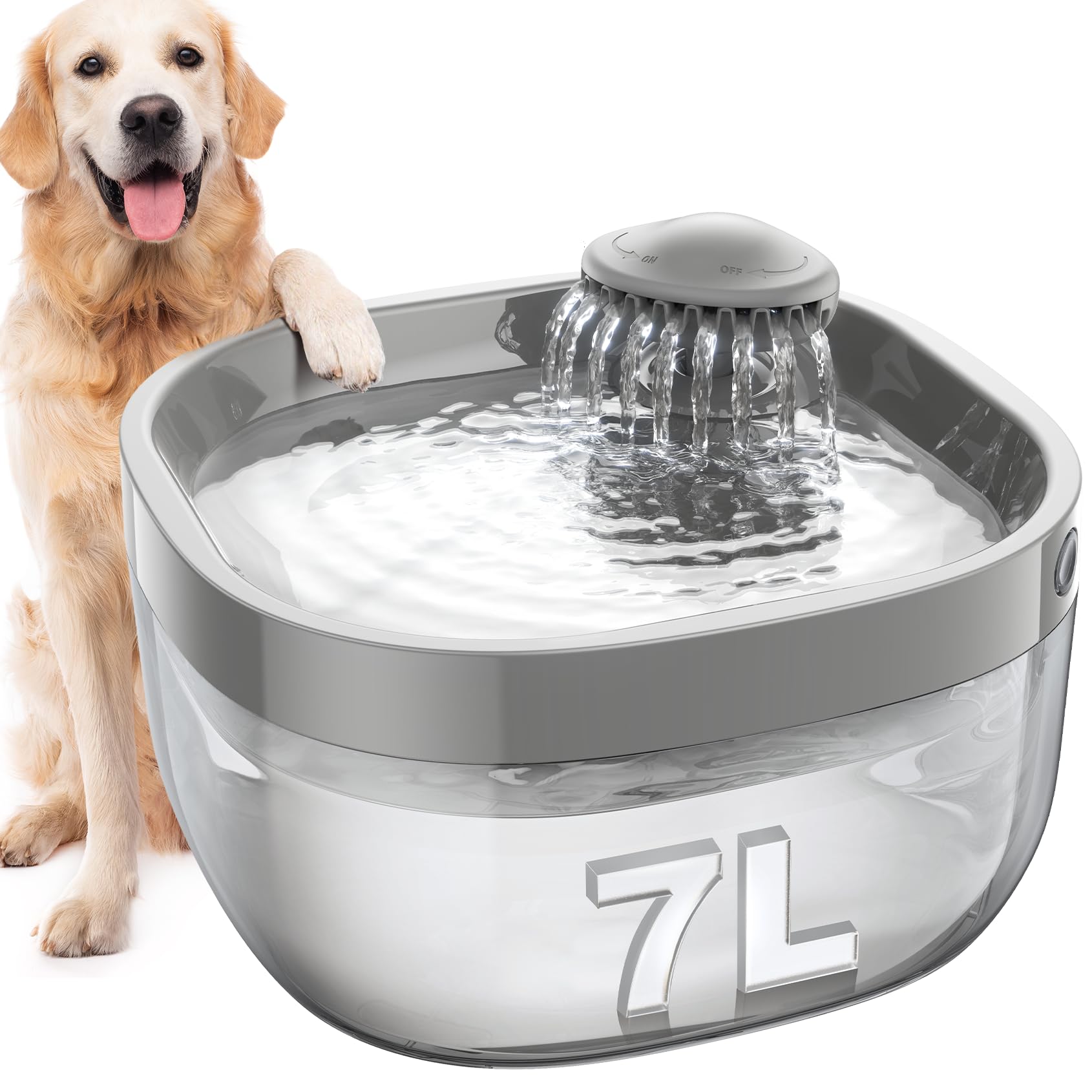 FEELNEEDY 7L capacity dog fountain with large reservoir for multi-pet homes.