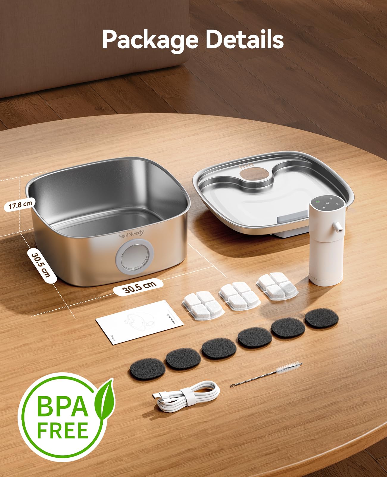 FEELNEEDY battery-operated fountain ideal where outlets are scarce