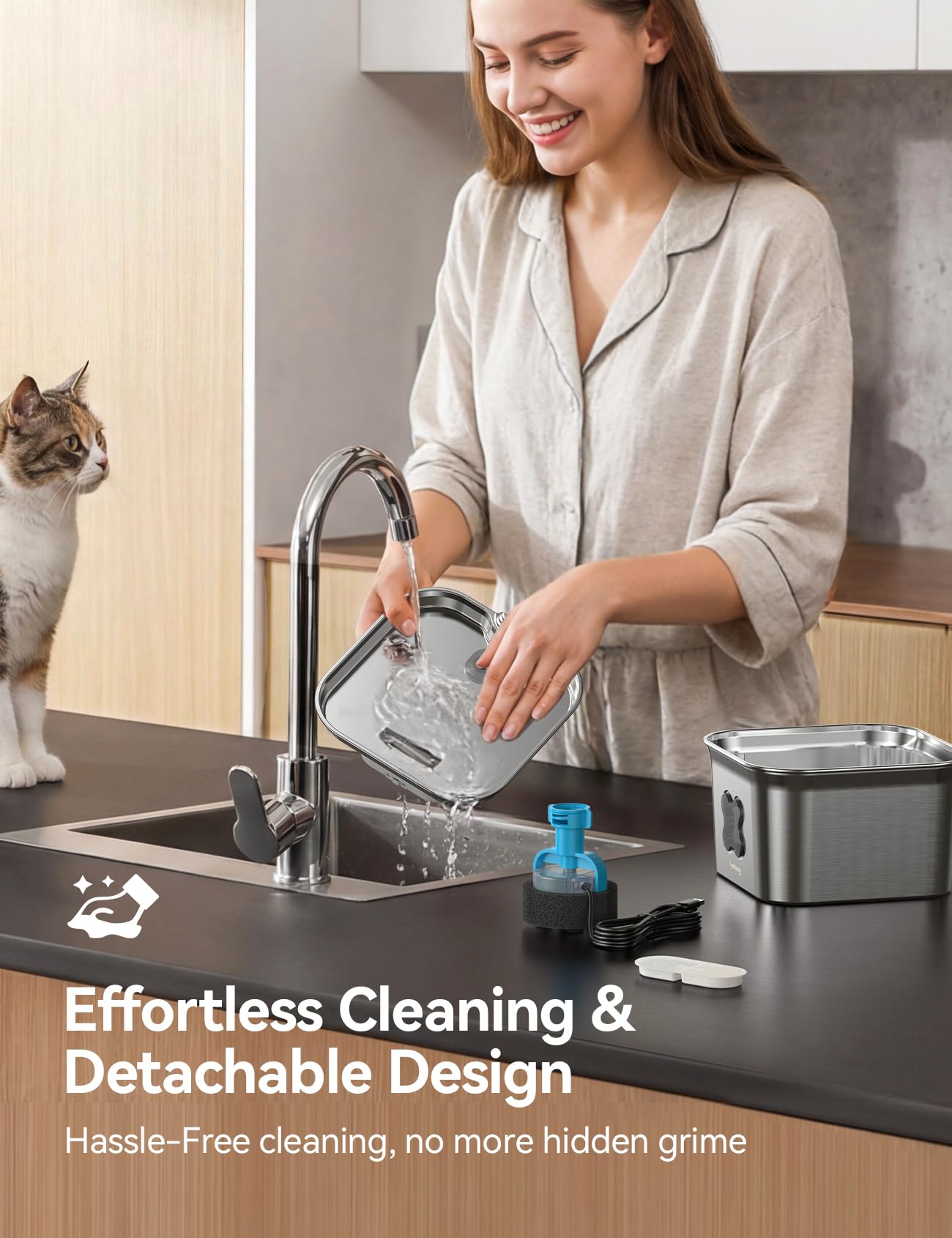 FEELNEEDY 4-stage filtration improves water taste and freshness