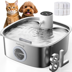 FEELNEEDY cordless dog fountain with wider tray for natural drinking posture