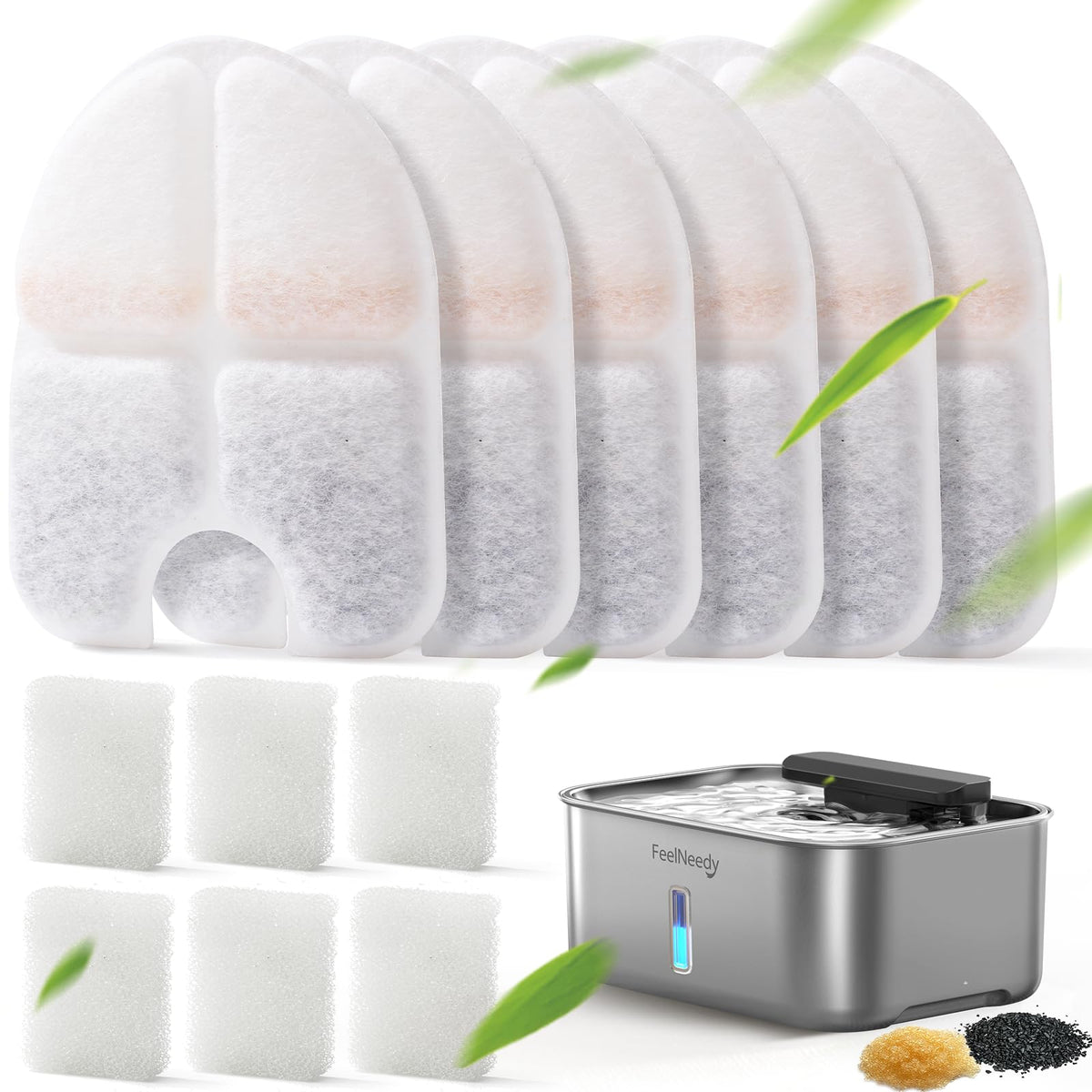 FEELNEEDY FN-W13 filter pack with six replacements for clean hydration