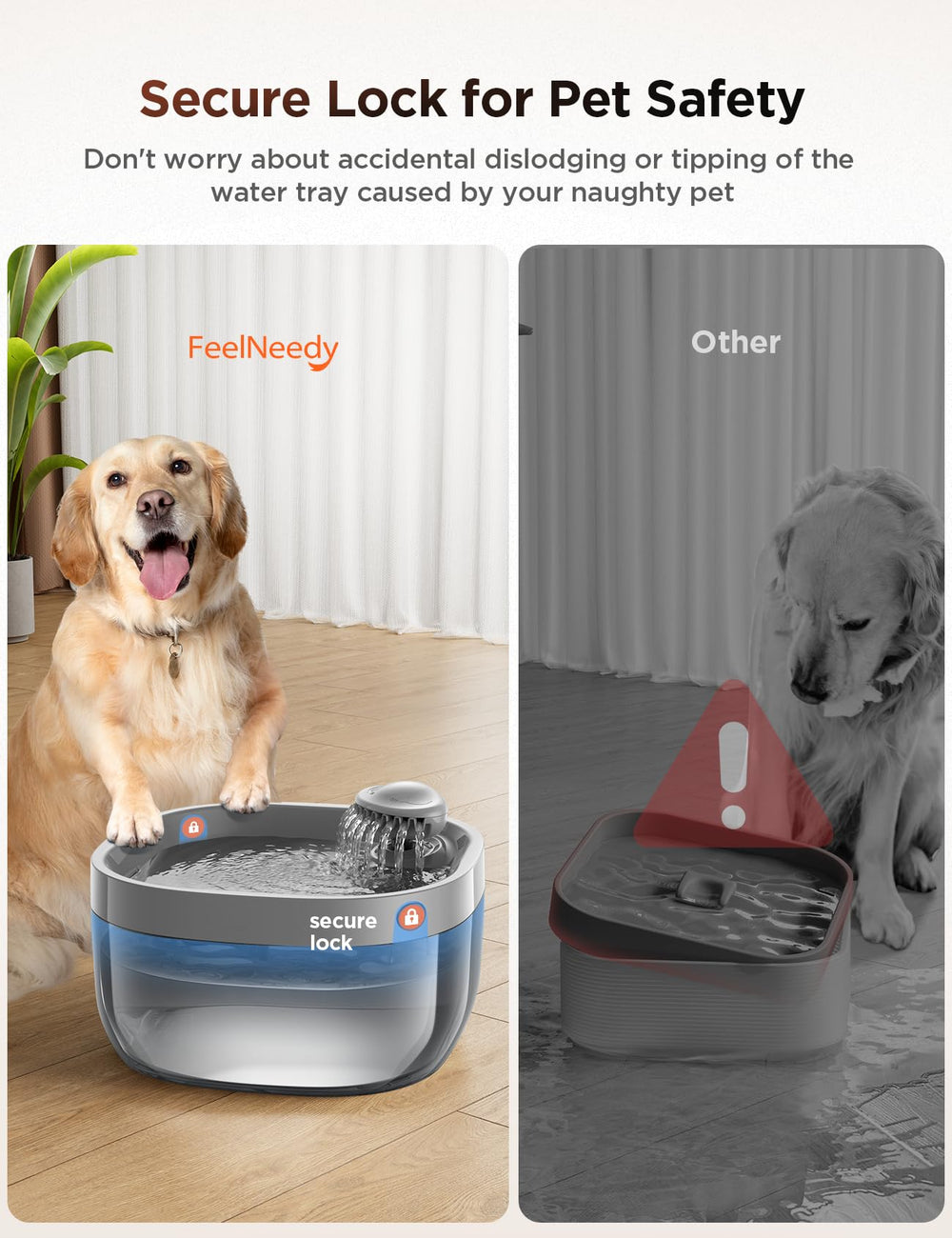 FEELNEEDY lock-up buttons and non-slip feet prevent tipping during use.