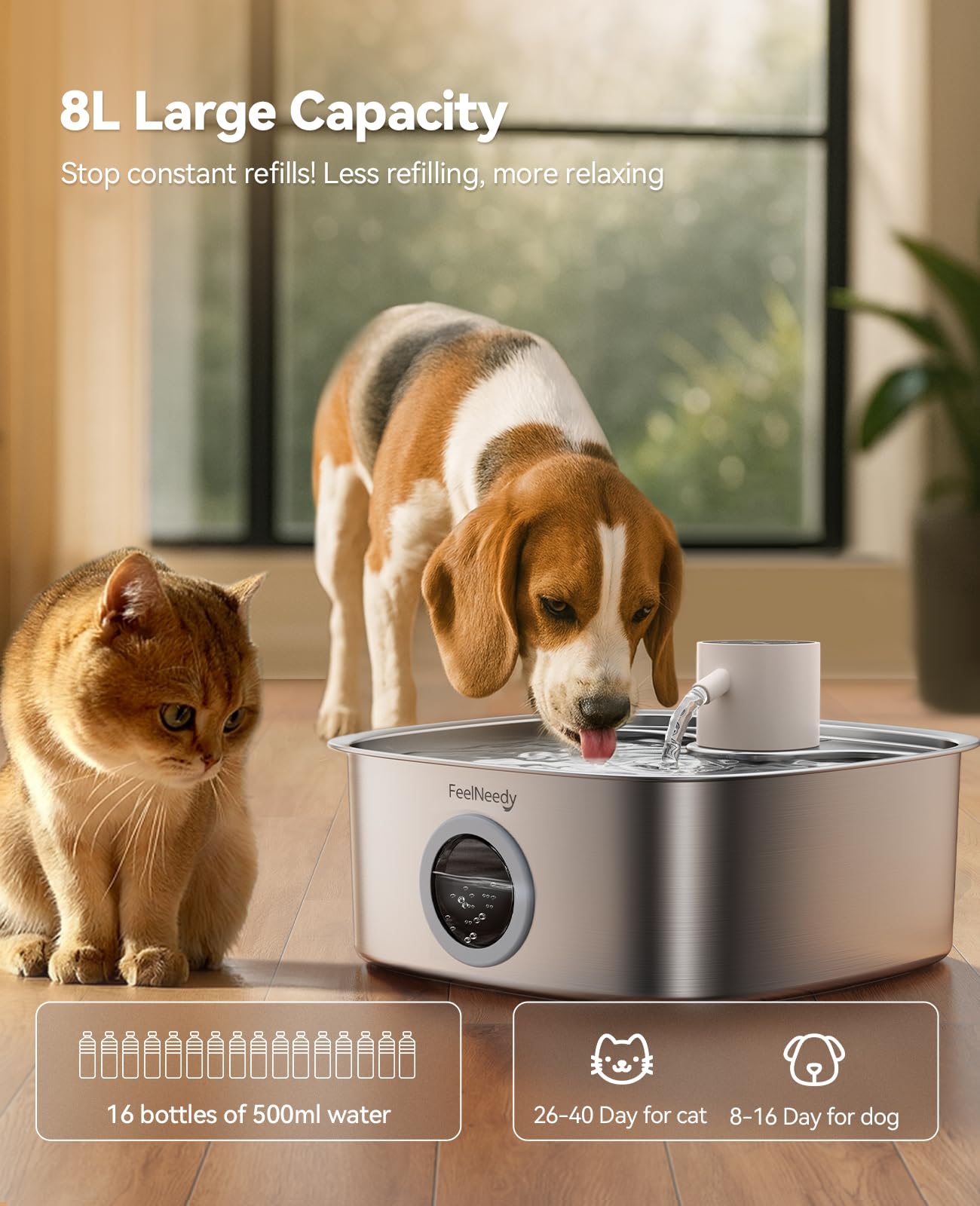 FEELNEEDY wide tray designed for multi-pet homes and larger dogs