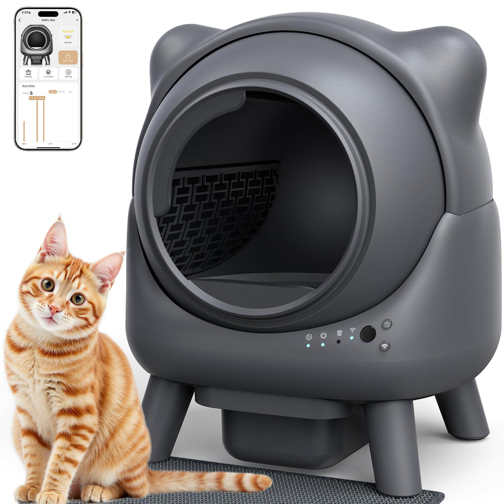 FEELNEEDY self-cleaning litter box with cat ears design for hands-free waste management.