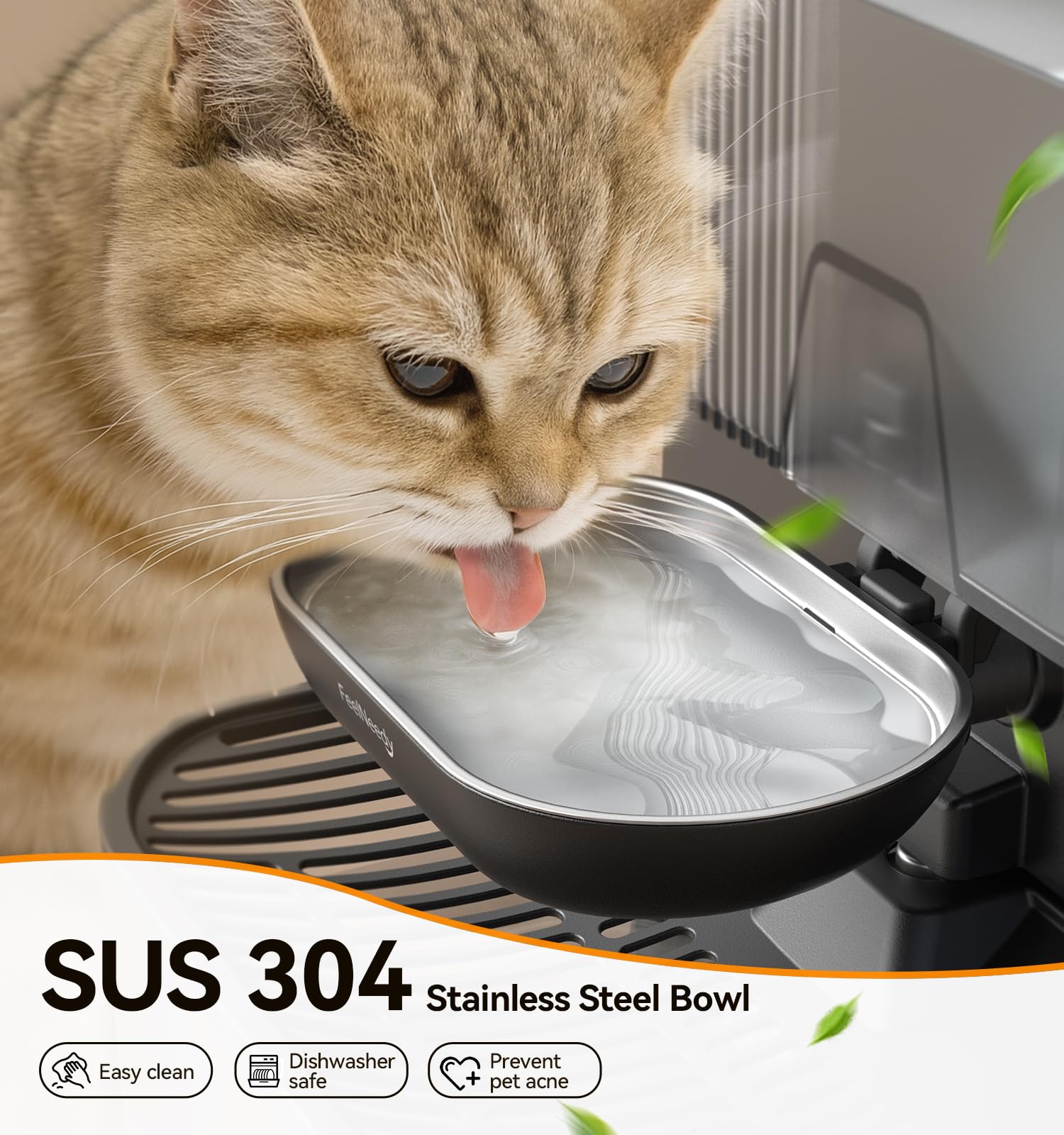 FEELNEEDY stainless steel bowl 304 ensures hygienic drinking surface.
