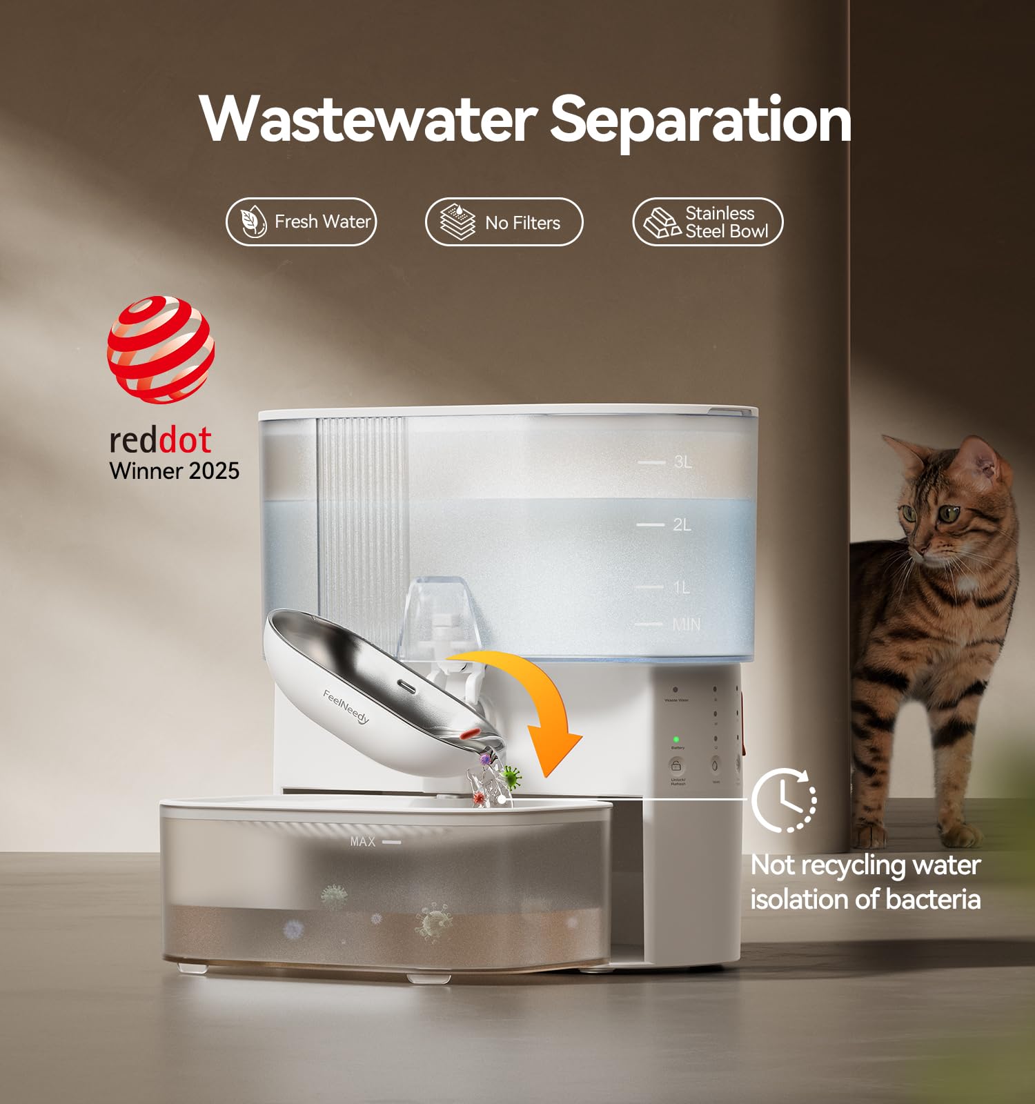 FEELNEEDY fountain top spout delivering easy water flow for pets