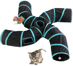 Feesok cat tunnel four-way with peepholes for interactive play.