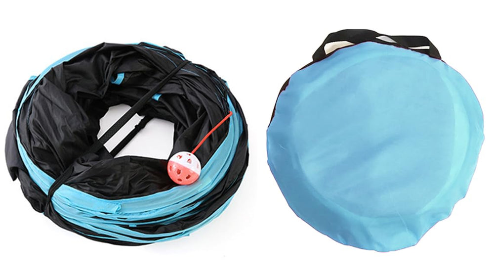 Feesok cat tunnel sprung steel frame provides durable indoor fun.