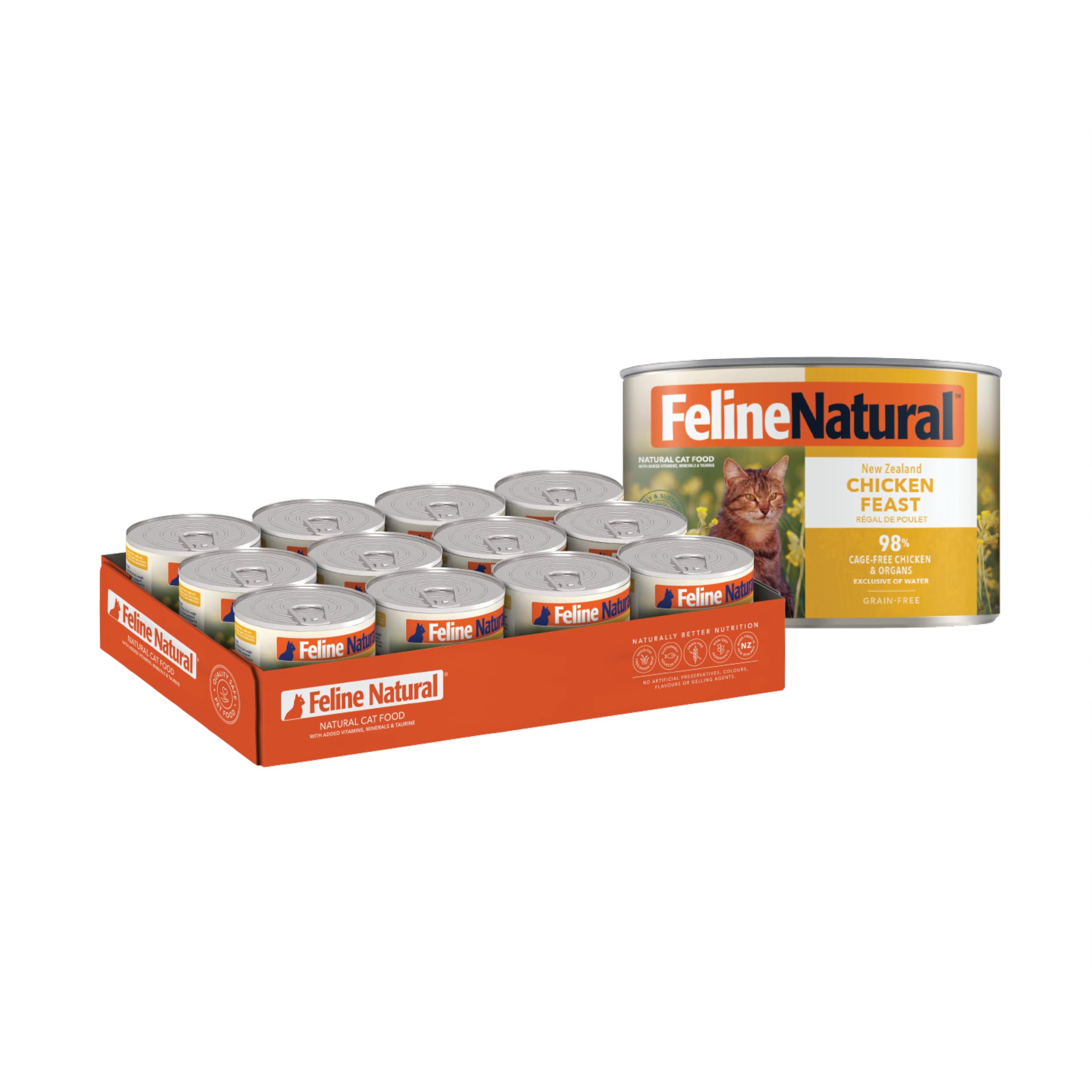 Feline Natural High-Meat ingredients offer lean protein for energy.