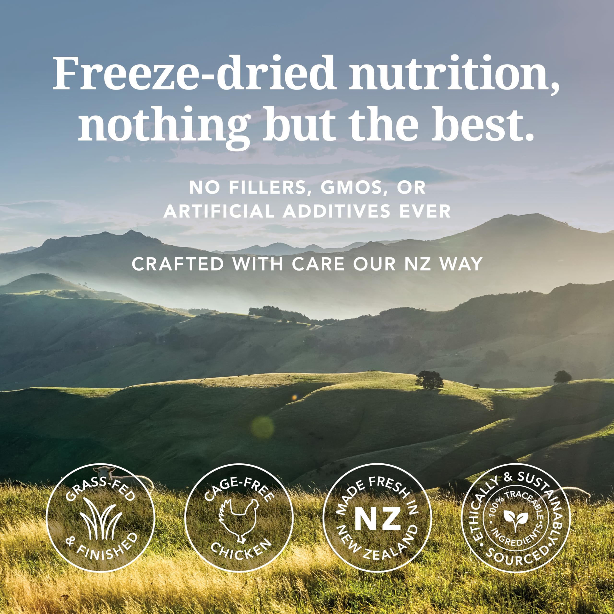 Feline Natural high-protein dry cat food kibble close-up highlights meat-first formula for carnivore diets