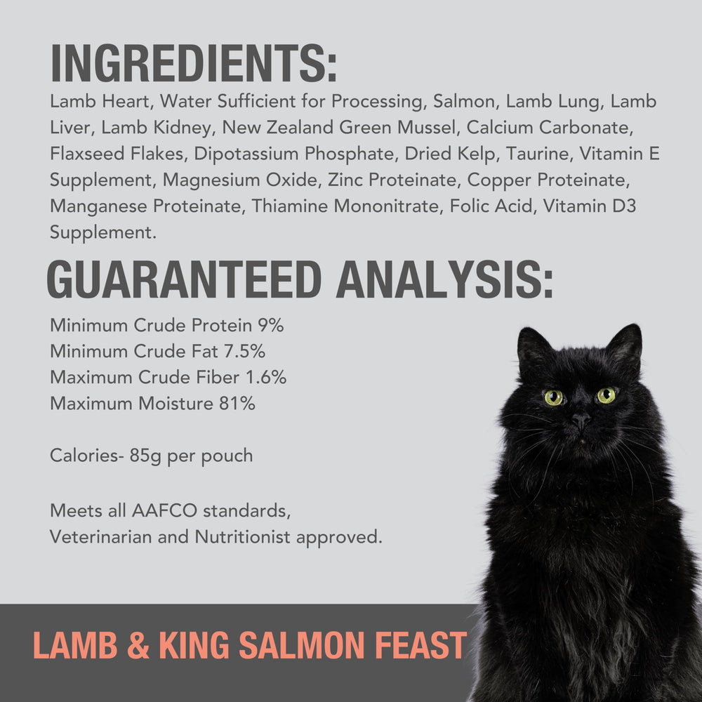Feline Natural 3 oz pate pouch ready-to-serve meals for cats' daily nutrition.