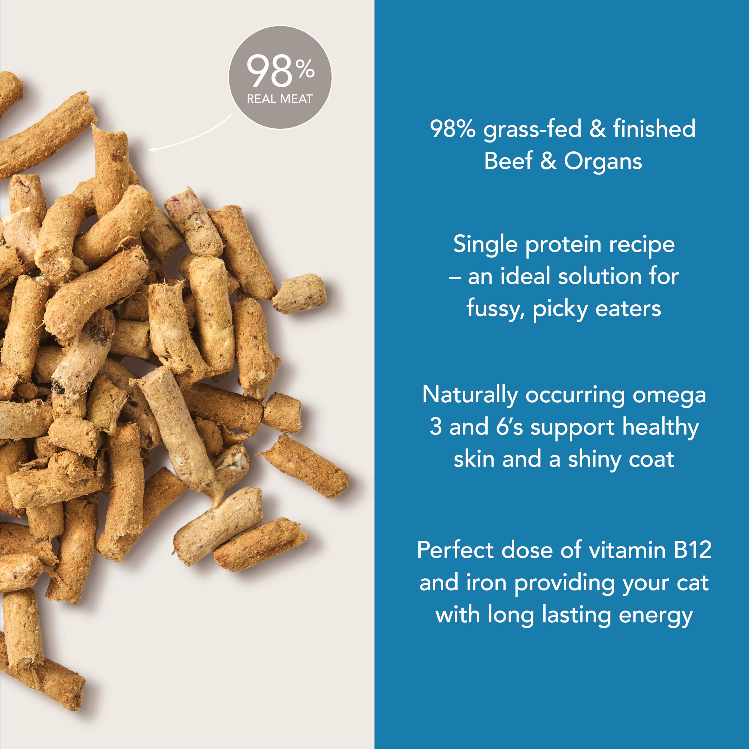 Feline Natural transparent ingredient label shows traceable, human-grade components.