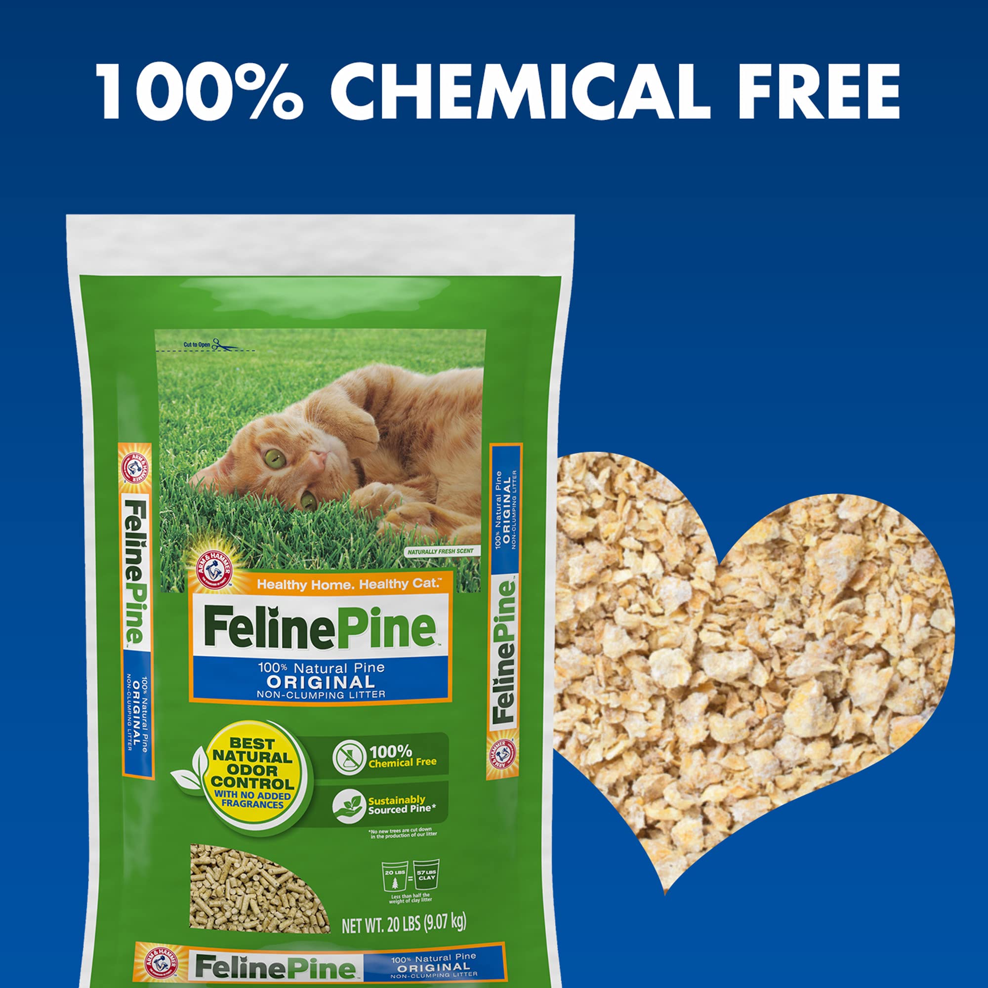 Feline Pine odor-control on contact with strong smells in the litter area.