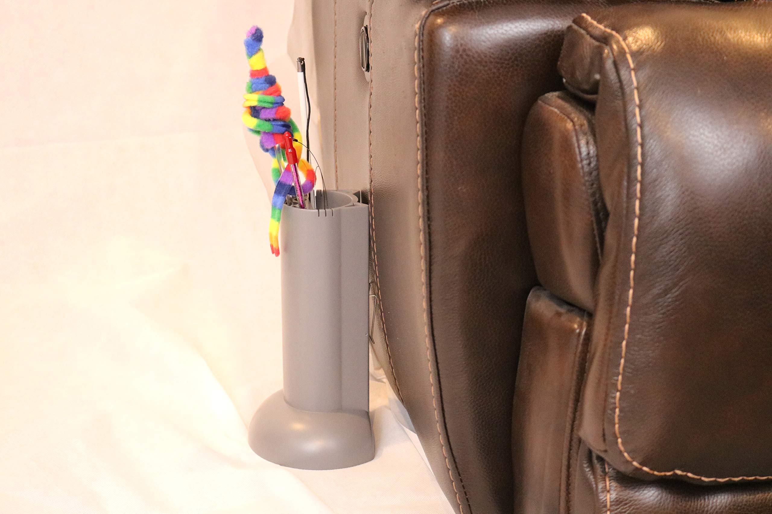 Feline Ruff wall clip setup enables versatile placement on furniture.