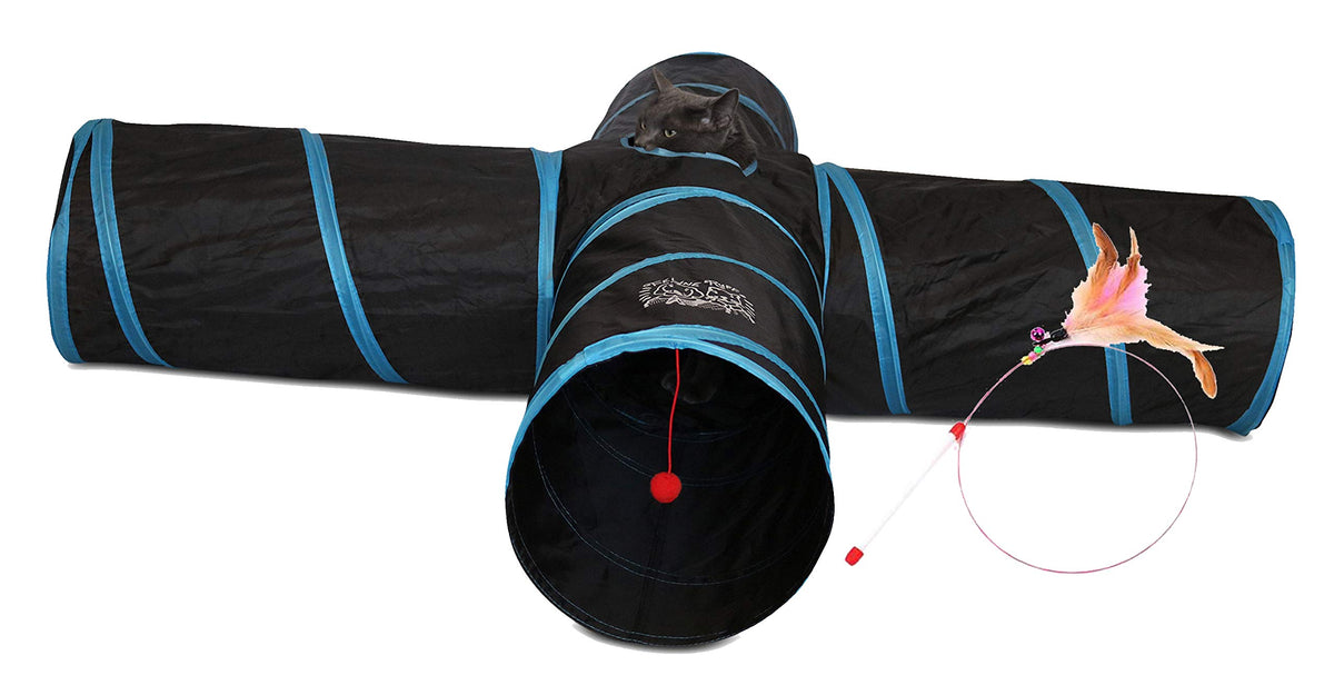 Feline Ruff Premium 4-Way Cat Tunnel, 12-inch diameter, roomy play space.