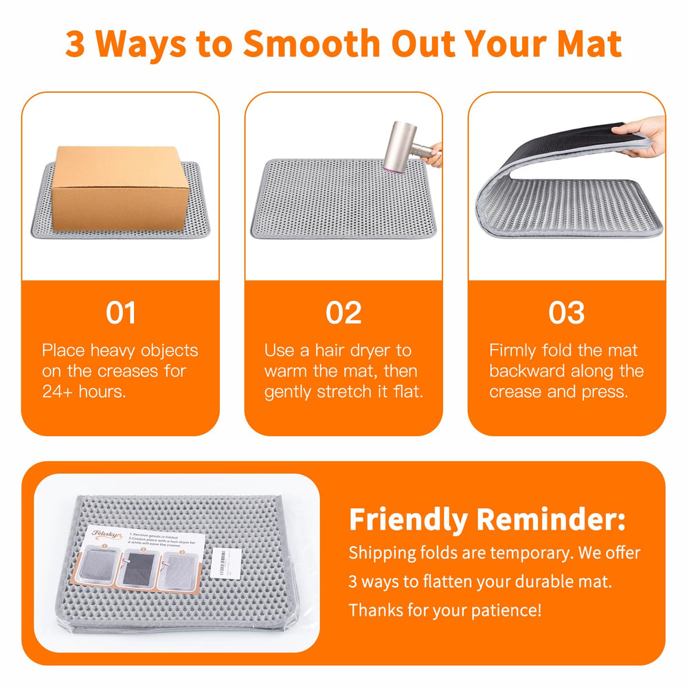 Feliskyn litter mat indoor-use as a feeding pad.