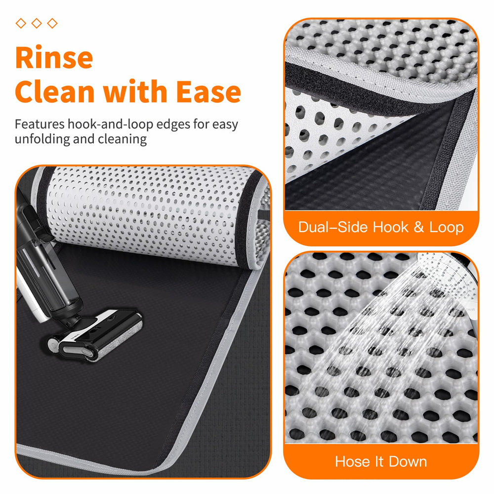 Feliskyn litter mat side-opening design reuses collected litter.
