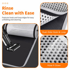 Feliskyn litter mat side-opening design reuses collected litter.