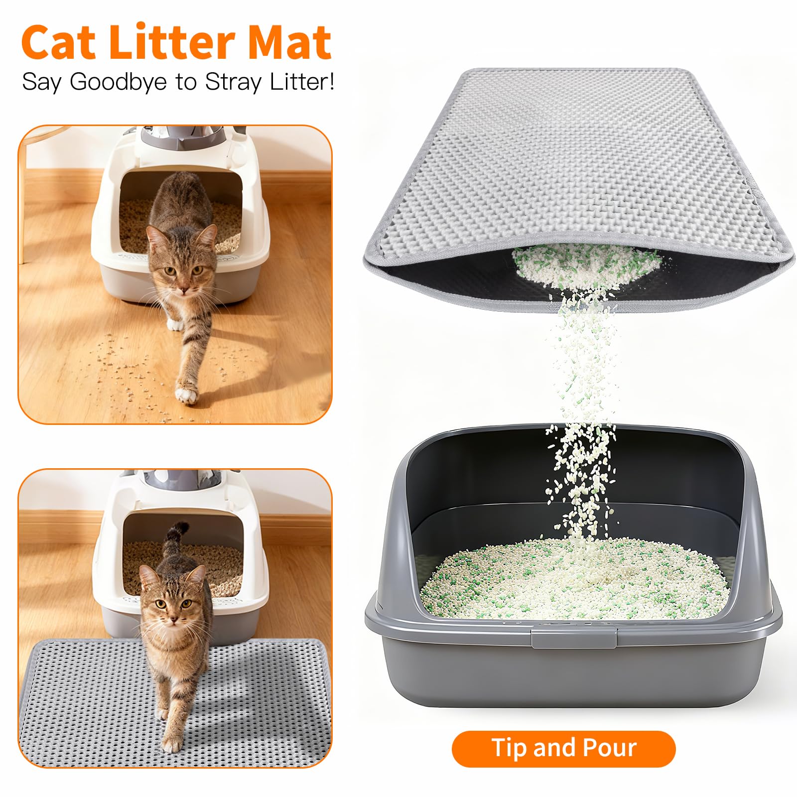 Feliskyn litter mat waterproof bottom protects floors from spills.