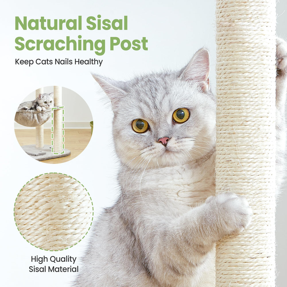 Feliskyn cat tree hammock perch—soft resting spot with bird-watching views.