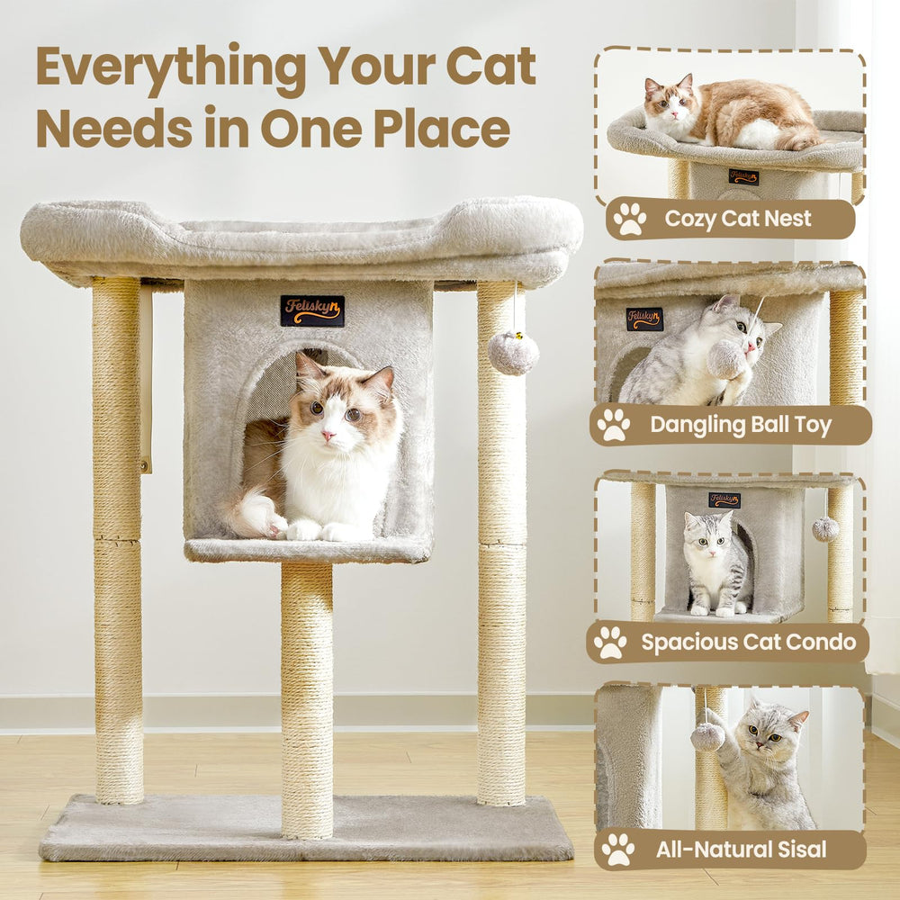 Feliskyn modern design cat tree fits small spaces without bulk.