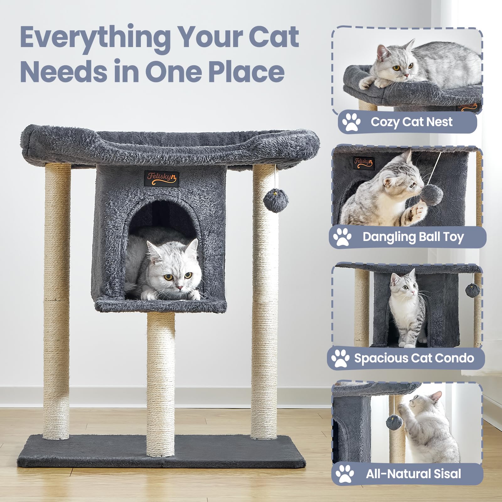 Feliskyn Cat Tree plush cushion for lounging