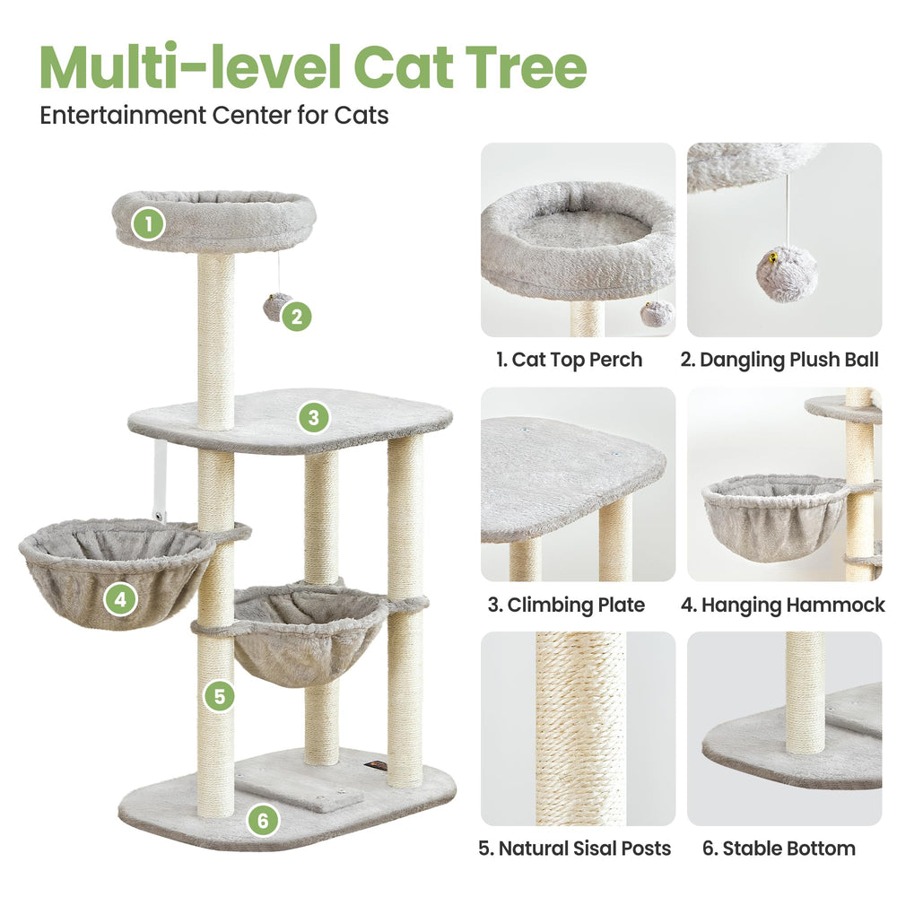 Feliskyn cat tree sisal posts—natural scratching surfaces promote claw health.