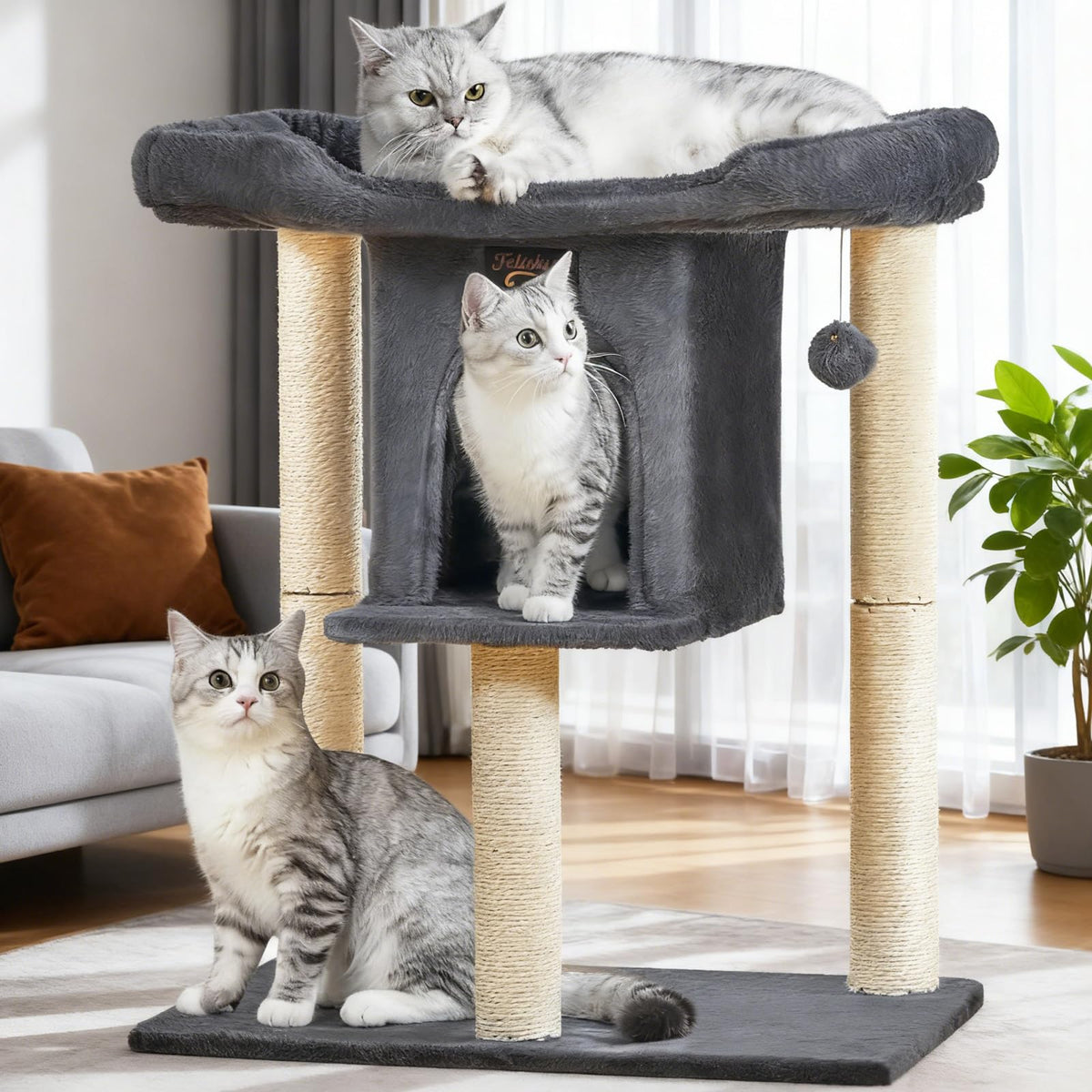 Feliskyn Cat Tree Tower perch bed for indoor cats