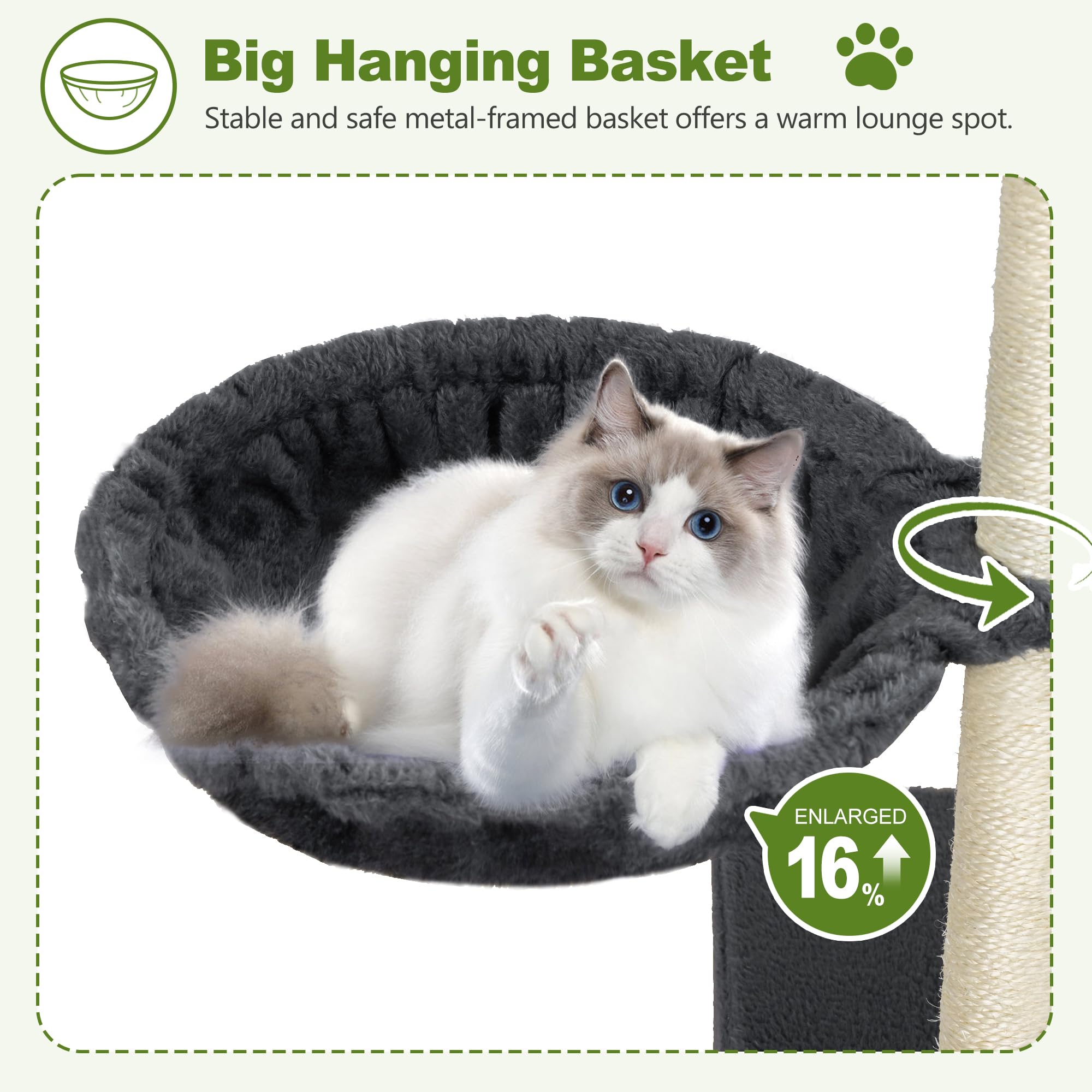 Feliskyn anti-tip base enhances stability during enthusiastic jumping and climbing