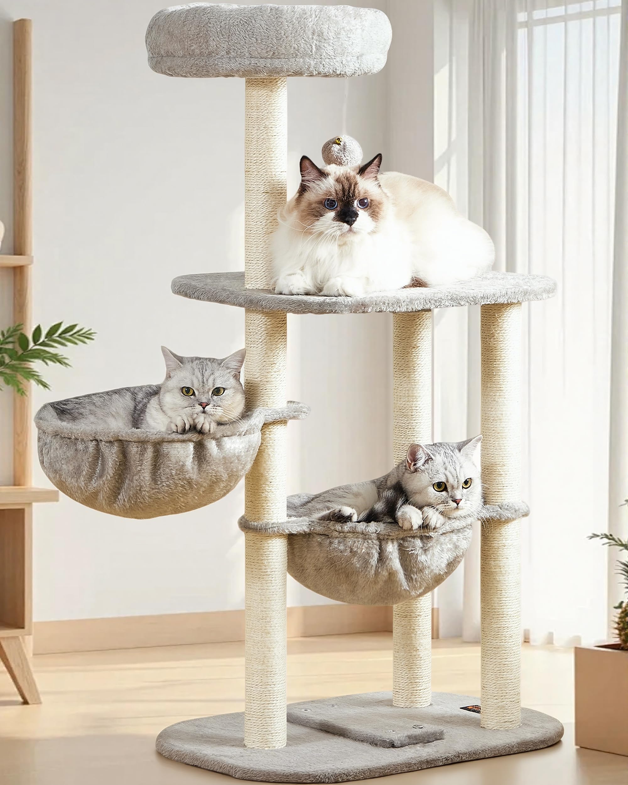 Feliskyn small cat tree tower—compact multi-level condo ideal for 2–3 cats.