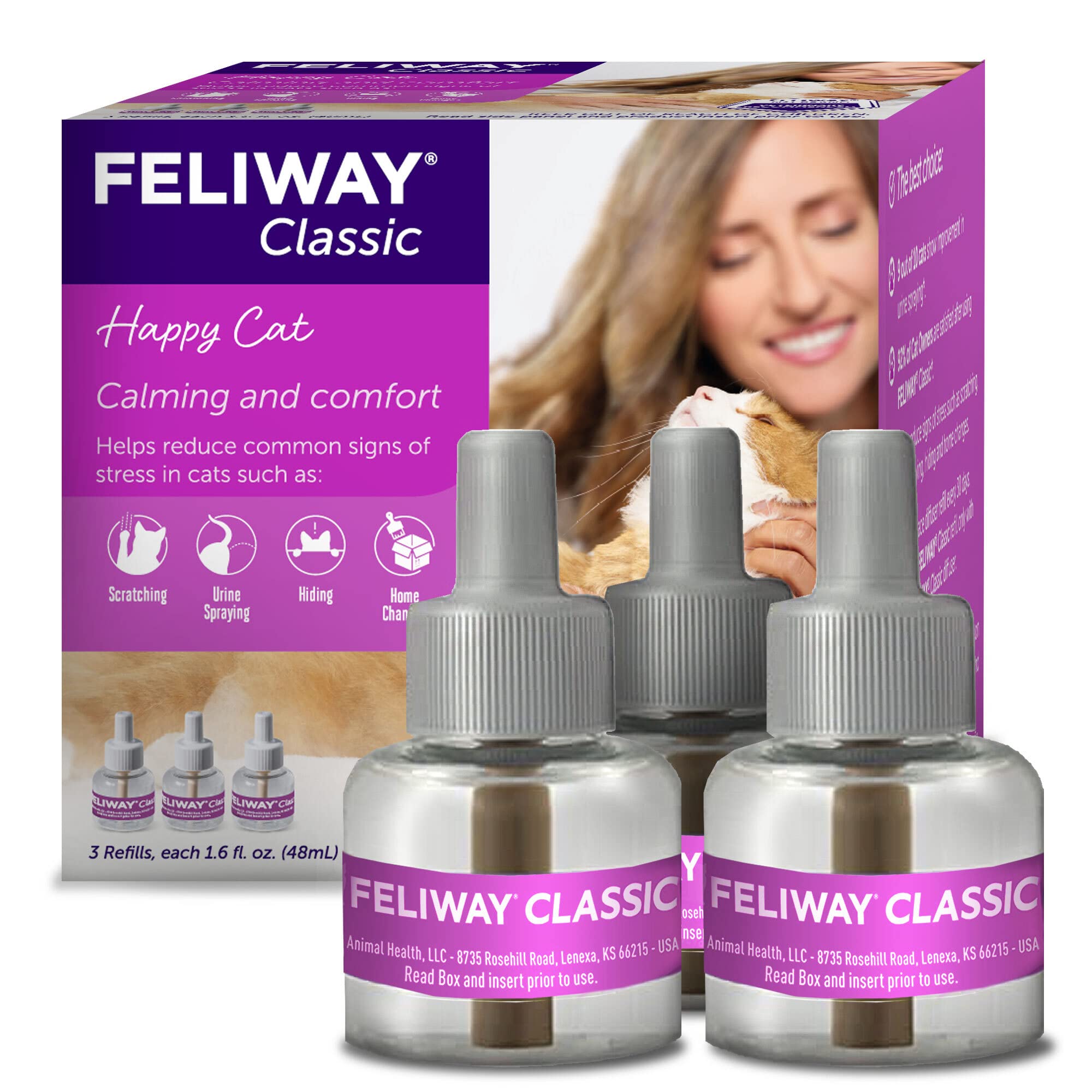 FELIWAY Classic refill 48ml pack supports a calmer home for cats.