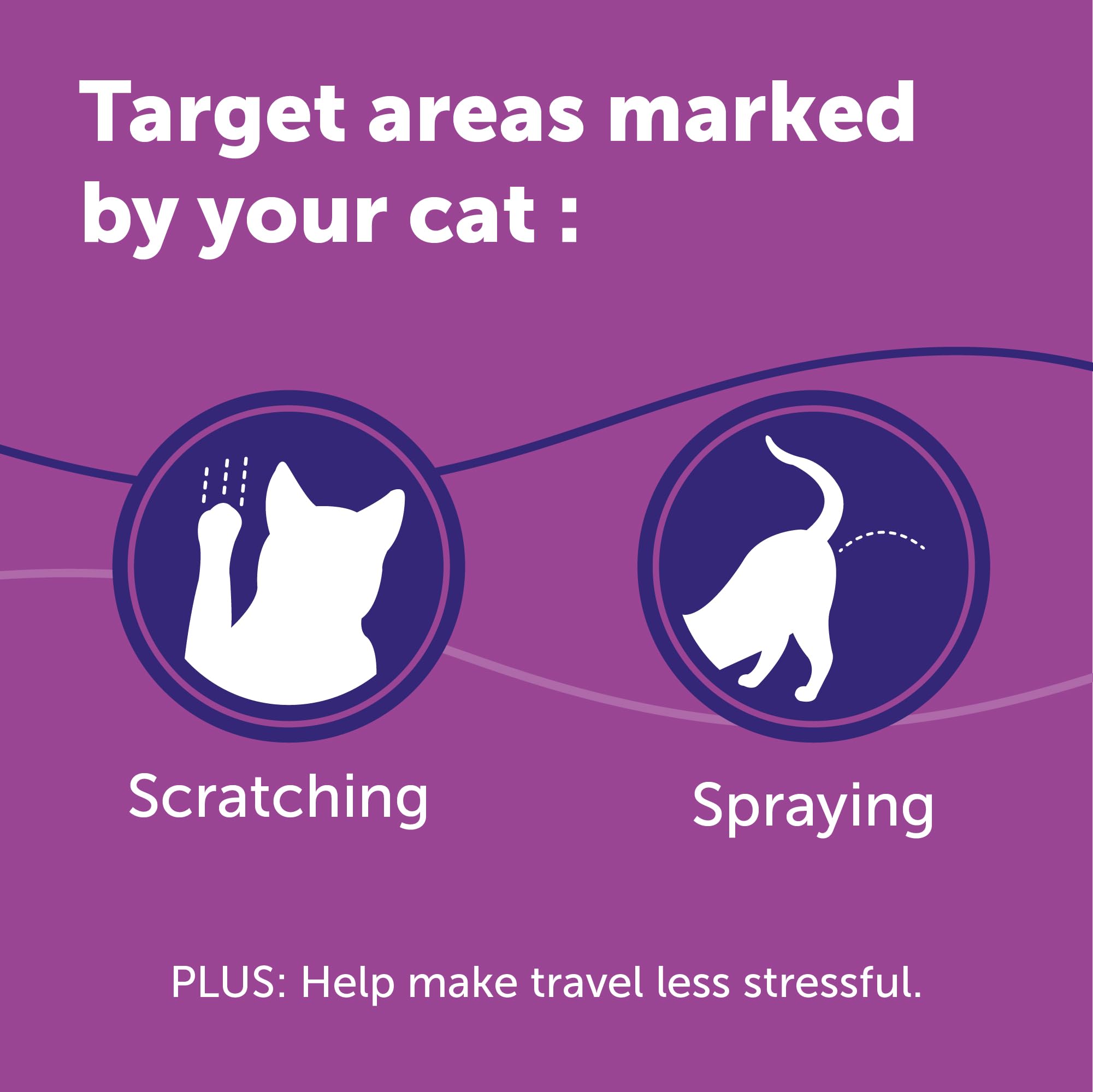 FELIWAY Classic Spray targets marked areas to reduce scratching and spraying.